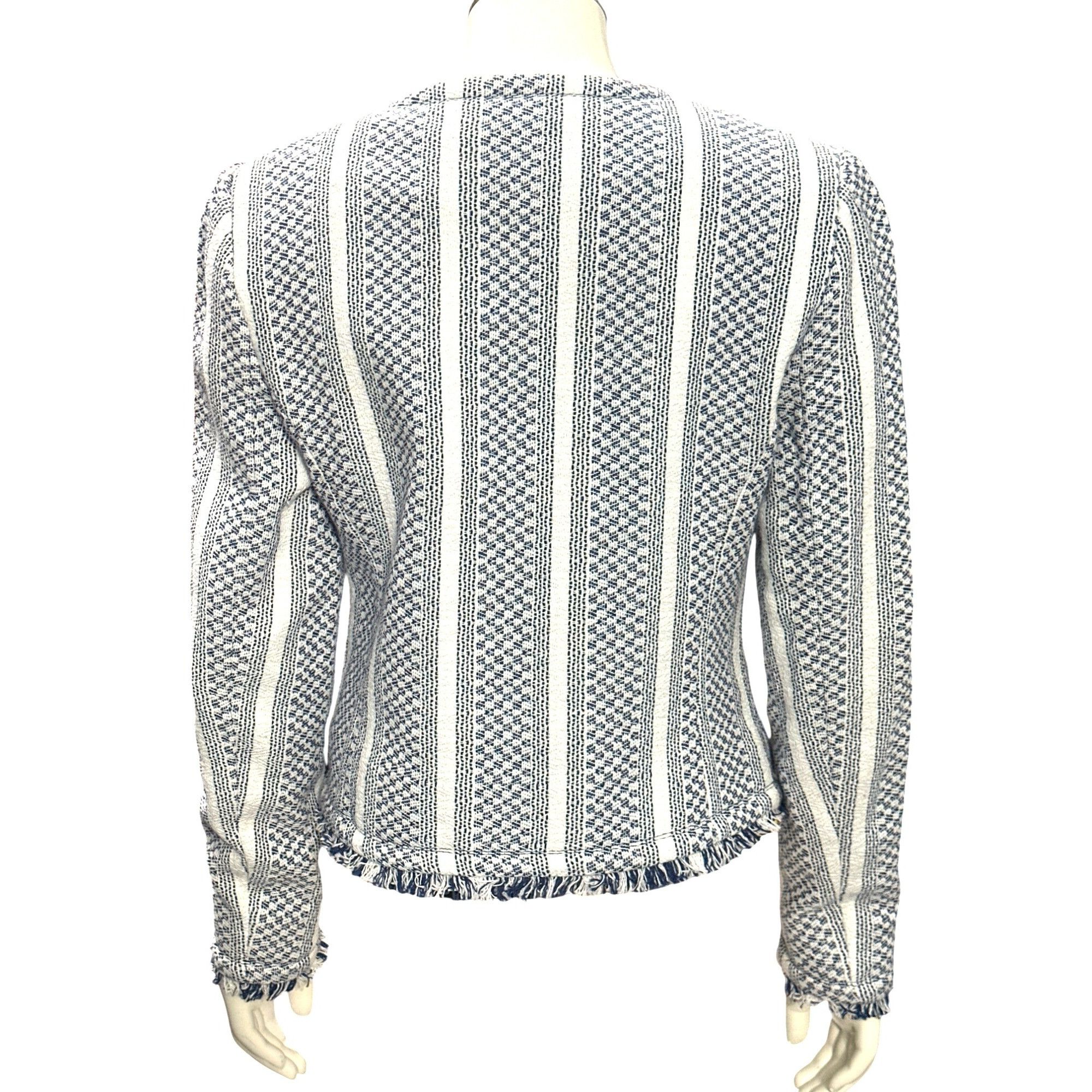Other Adrienne Vittadini Small Woven Cotton Fringe Tweed Zip Jacke Size S / US 4 / IT 40 - 6 Thumbnail