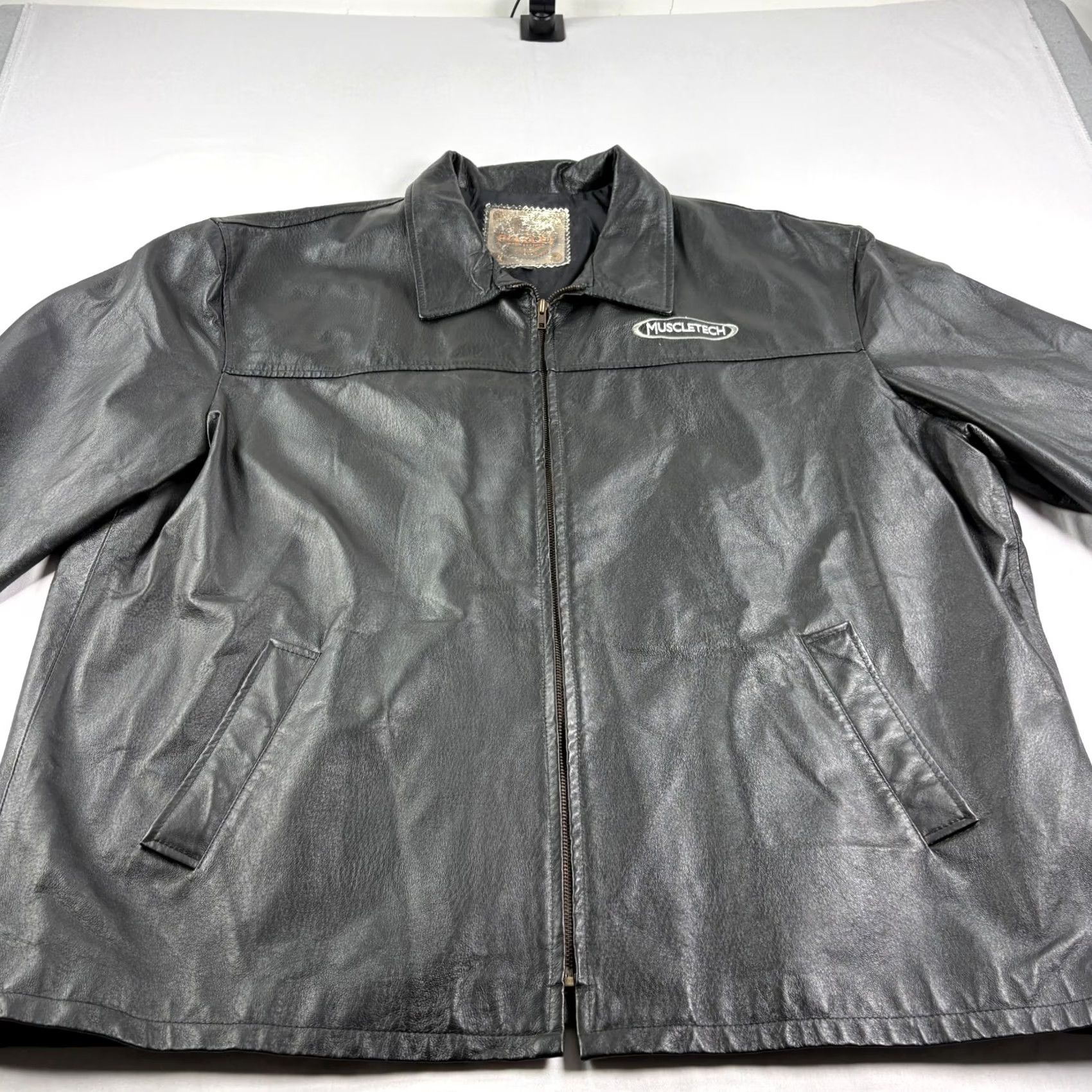 Vintage VINTAGE Saxon Leather Jacket Mens 3XL Black Full Zip Motorcycle Embroidered Jacket Size US XXL / EU 58 / 5 - 2 Thumbnail