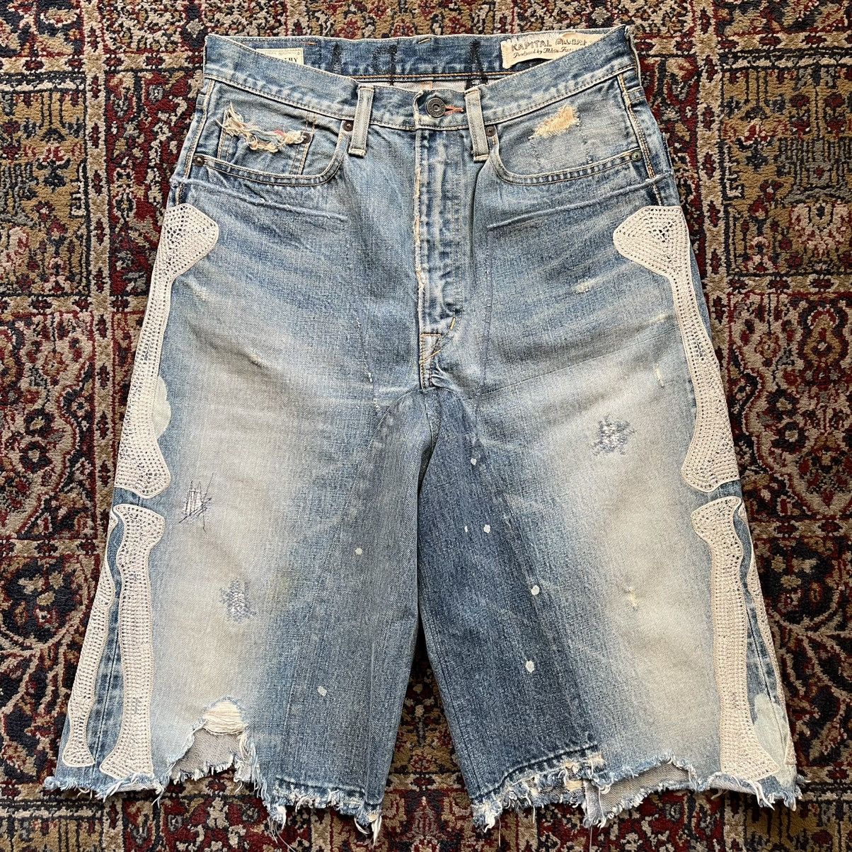 Kapital Kapital Kountry RARE Bone Selvedge Denim Shorts NAPA sz 31 Size US 31 - 2 Thumbnail