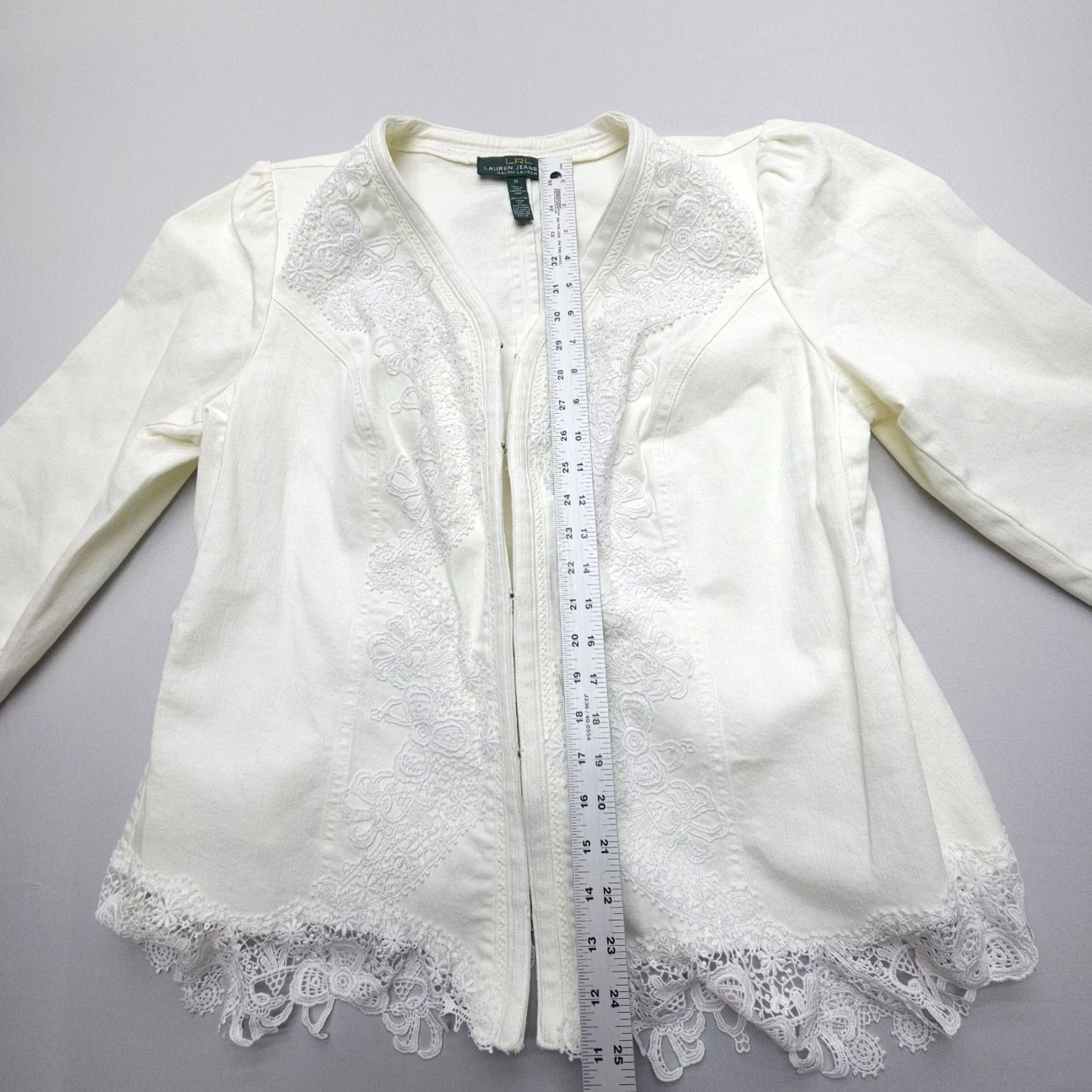 Ralph Lauren Lauren Ralph Lauren White Denim Eyelet Jacket 1X Floral Embroidered Jacket Woman Bohemian Size XL / US 12-14 / IT 48-50 - 7 Thumbnail