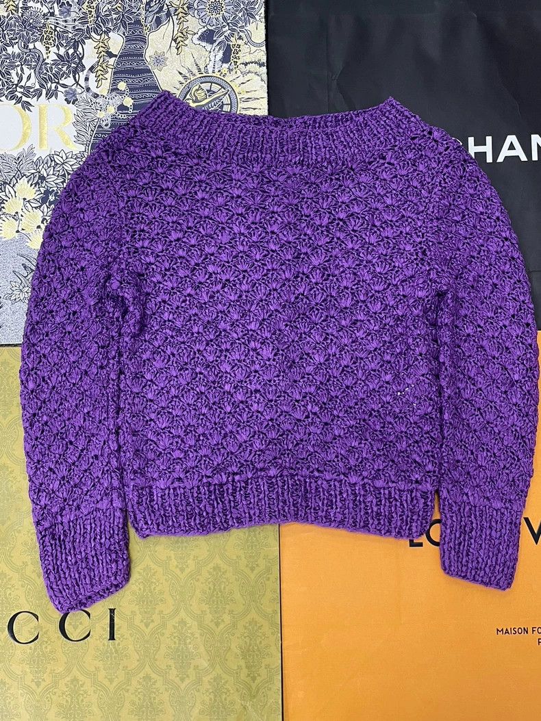 Chanel Chanel Purple hollow knitted top coat Size XS / US 0-2 / IT 36-38 - 1 Thumbnail