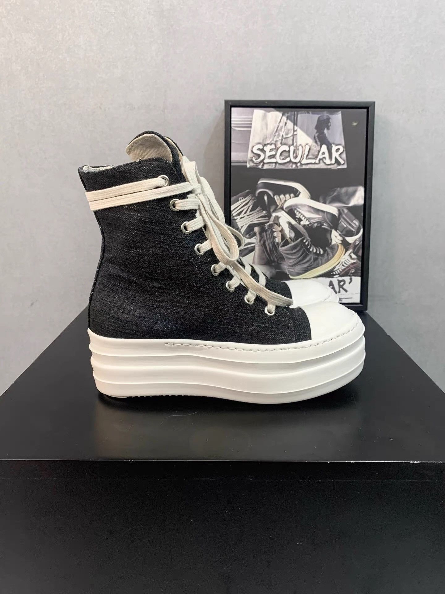 Rick Owens Rick Owens Waxed Double Stacked Ramones K34 Size US 6 / IT 36 - 1 Thumbnail