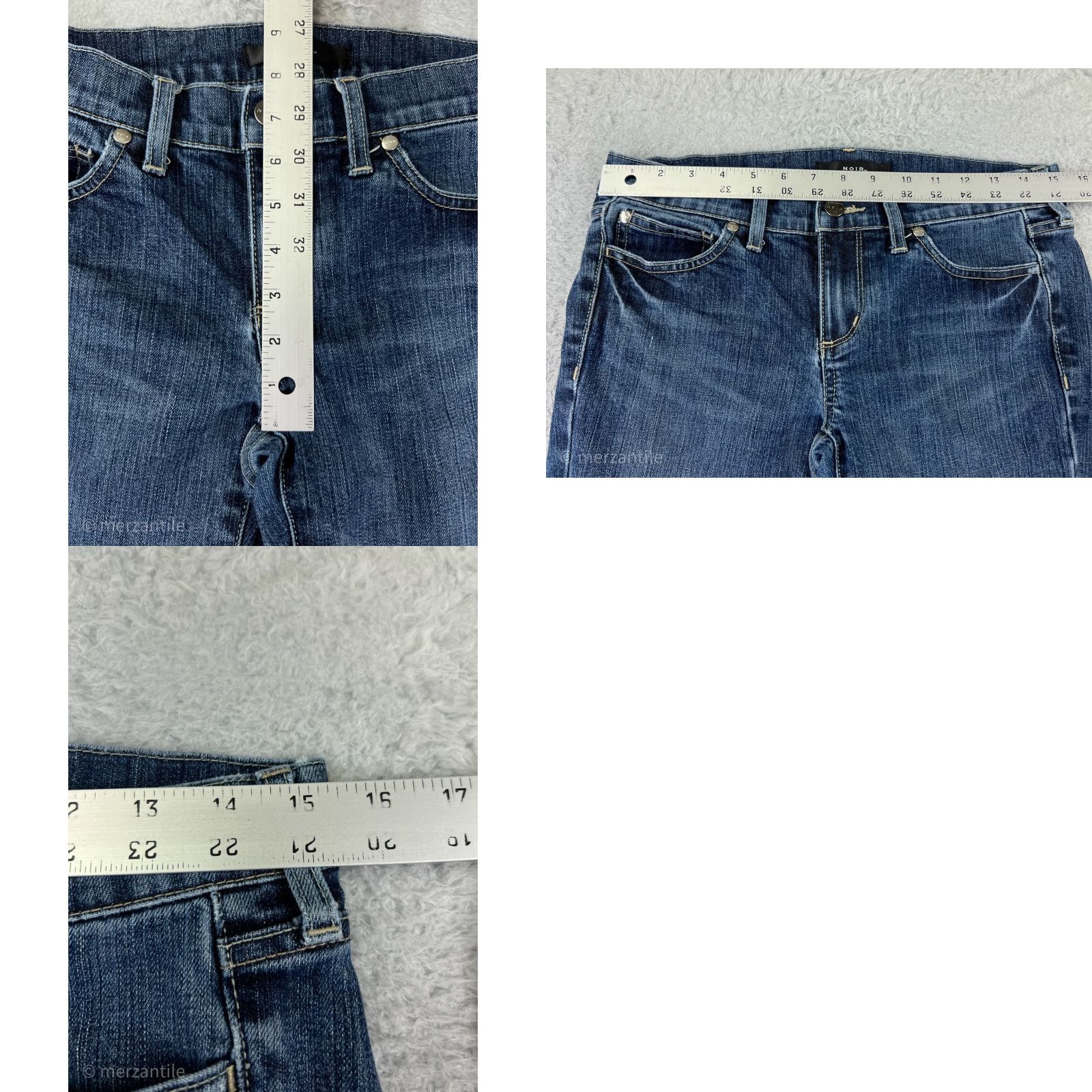 Vintage NOIR Jeans Womens 4 Bootcut Denim Blue Floral 30 in Inseam 5-Pocket Cotton Blend Regular Stretch Spring Summer Womens Jeans Size 27" / US 4 / IT 40 - 9 Thumbnail