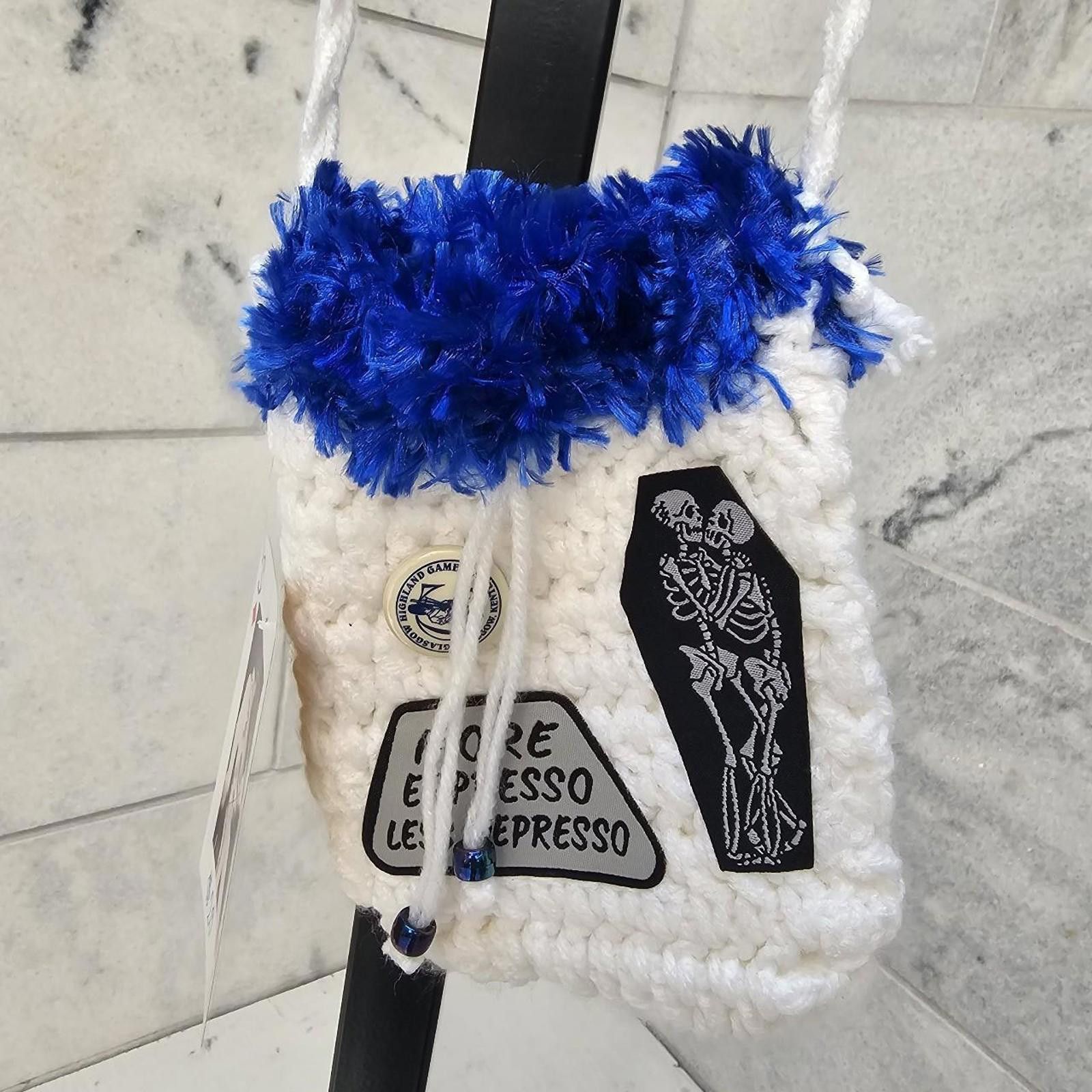 Other Women's small white and blue crochet crossbody handmade bag Size ONE SIZE - 1 Thumbnail