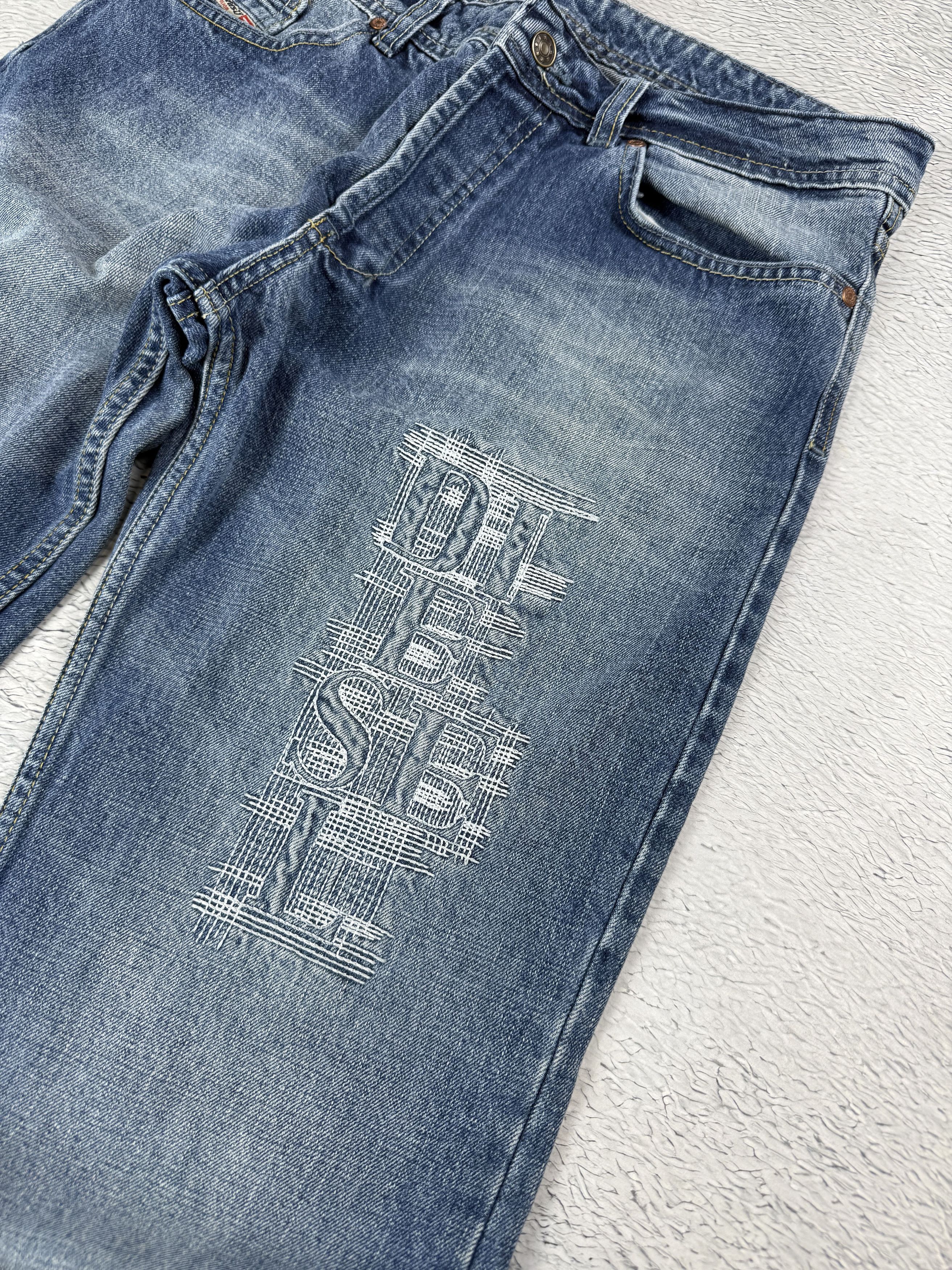 Diesel × JNCO Diesel Vintage Kulter Jeans Big Logo Blue Straight Drill Size US 33 - 2 Thumbnail