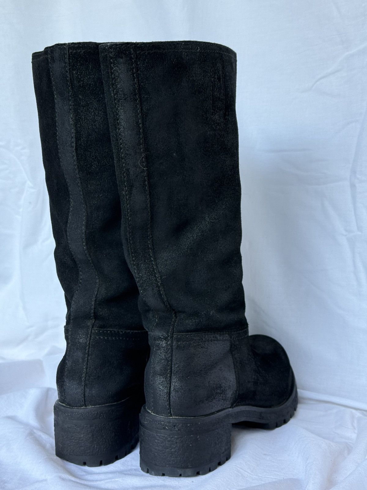 Prada RARE 🚨Prada Vintage Chunky Suede Black Biker Boots Size US 6.5 / IT 36.5 - 6 Thumbnail