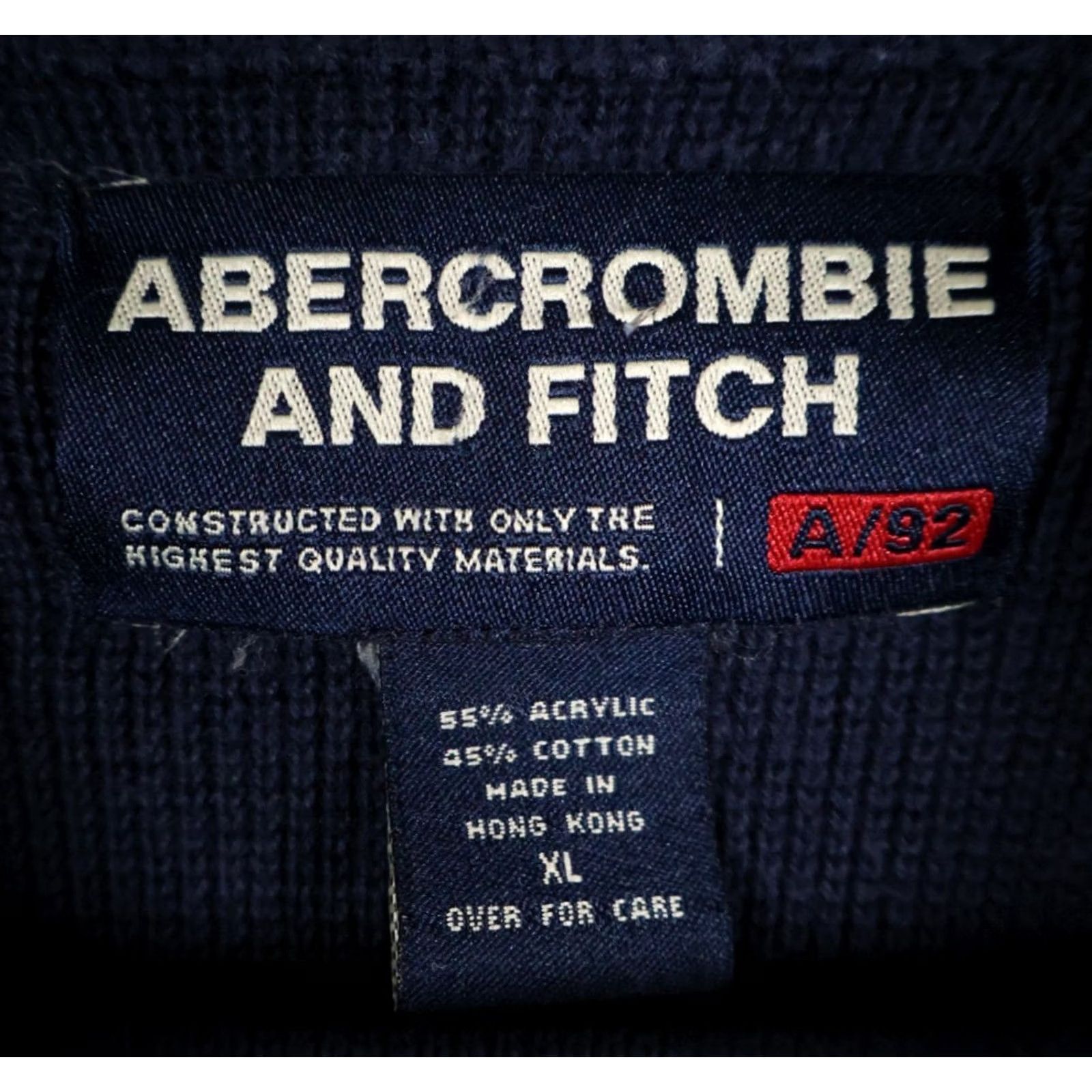 Abercrombie & Fitch VINTAGE Abercrombie & Fitch Sweater Men L Dark Blue Red Striped Sleeve Chunky Knit Crew Neck Pullover Casual Classic Retro Heavyweight Knit Size US L / EU 52-54 / 3 - 3 Thumbnail