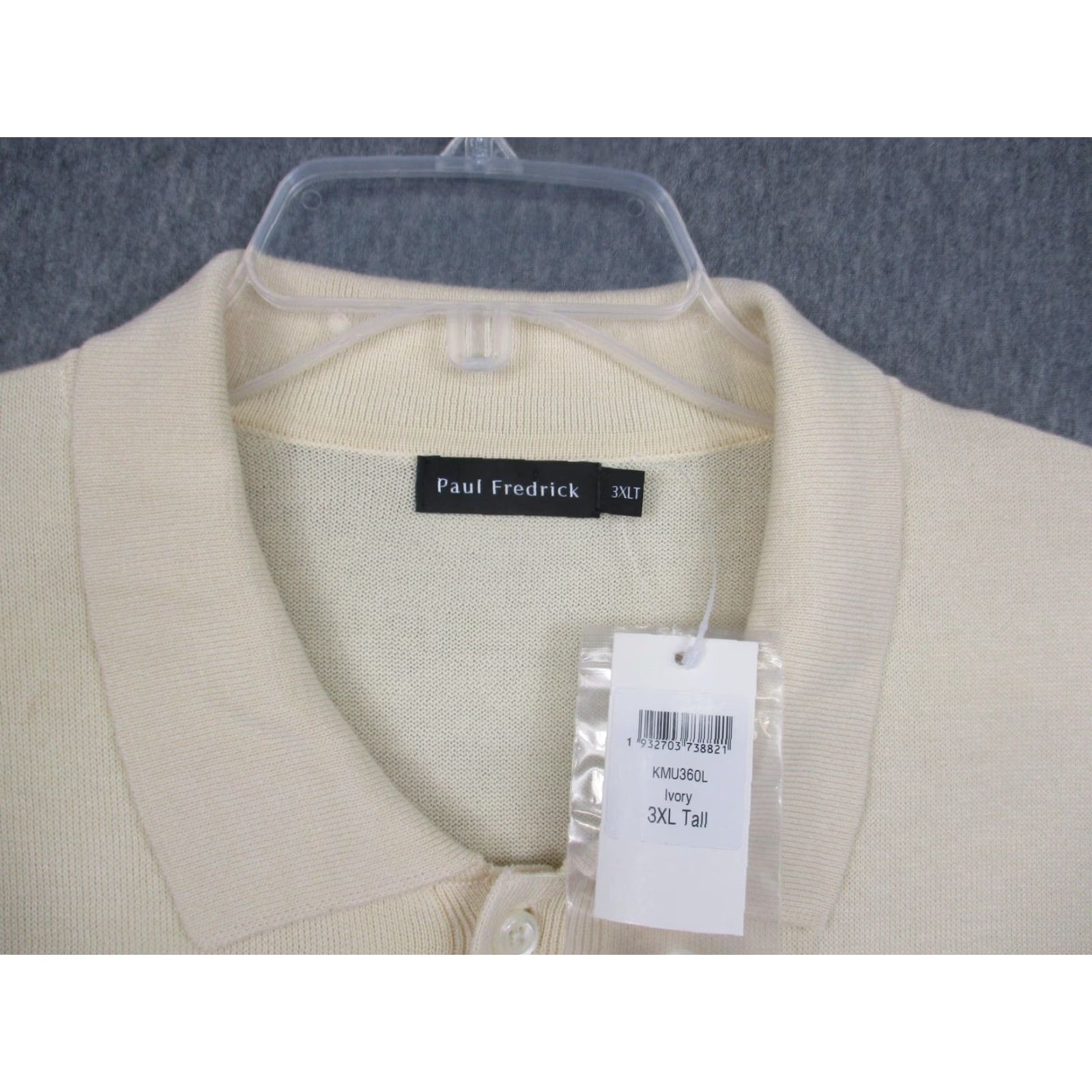 Vintage Paul Fredrick Sweater Mens 3XL Tall White Cotton Knit Polo Size US XXL / EU 58 / 5 - 2 Thumbnail