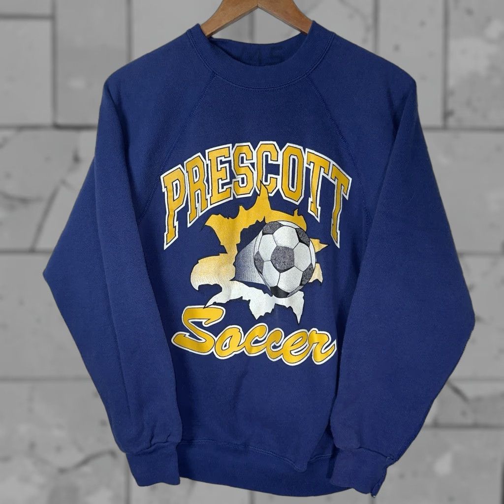 Vintage DISCUS ATHLETIC Prescott Soccer Sweatshirt Pullover Mens M Blue Cotton Blend USA Athletic Fit 90s Theme Size US M / EU 48-50 / 2 - 1 Thumbnail