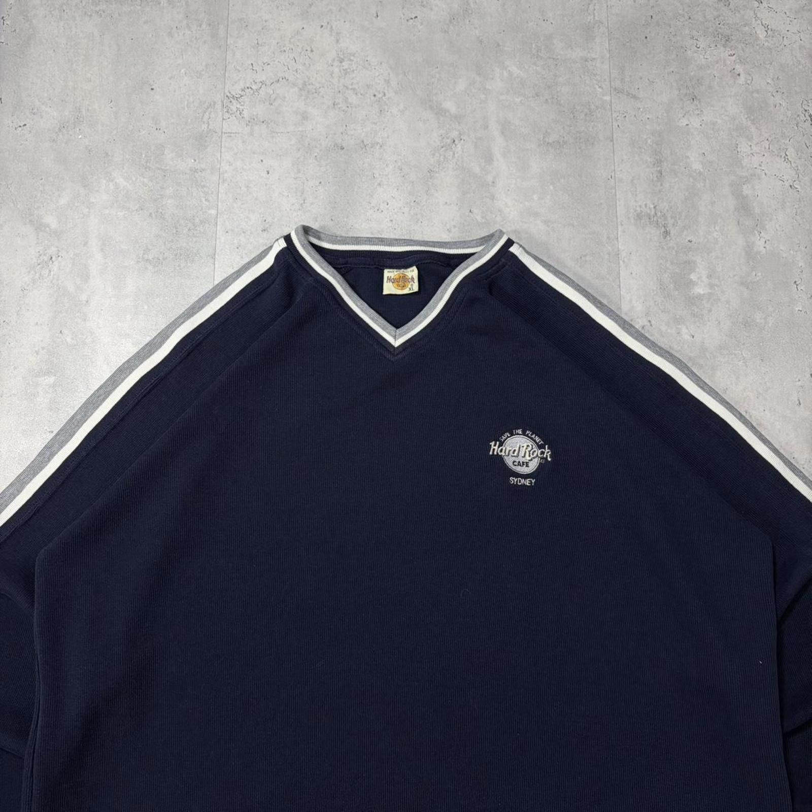 Hard Rock Cafe Vintage Navy Hard Rock Cafe Striped Knit Sweater Size US XL / EU 56 / 4 - 3 Thumbnail