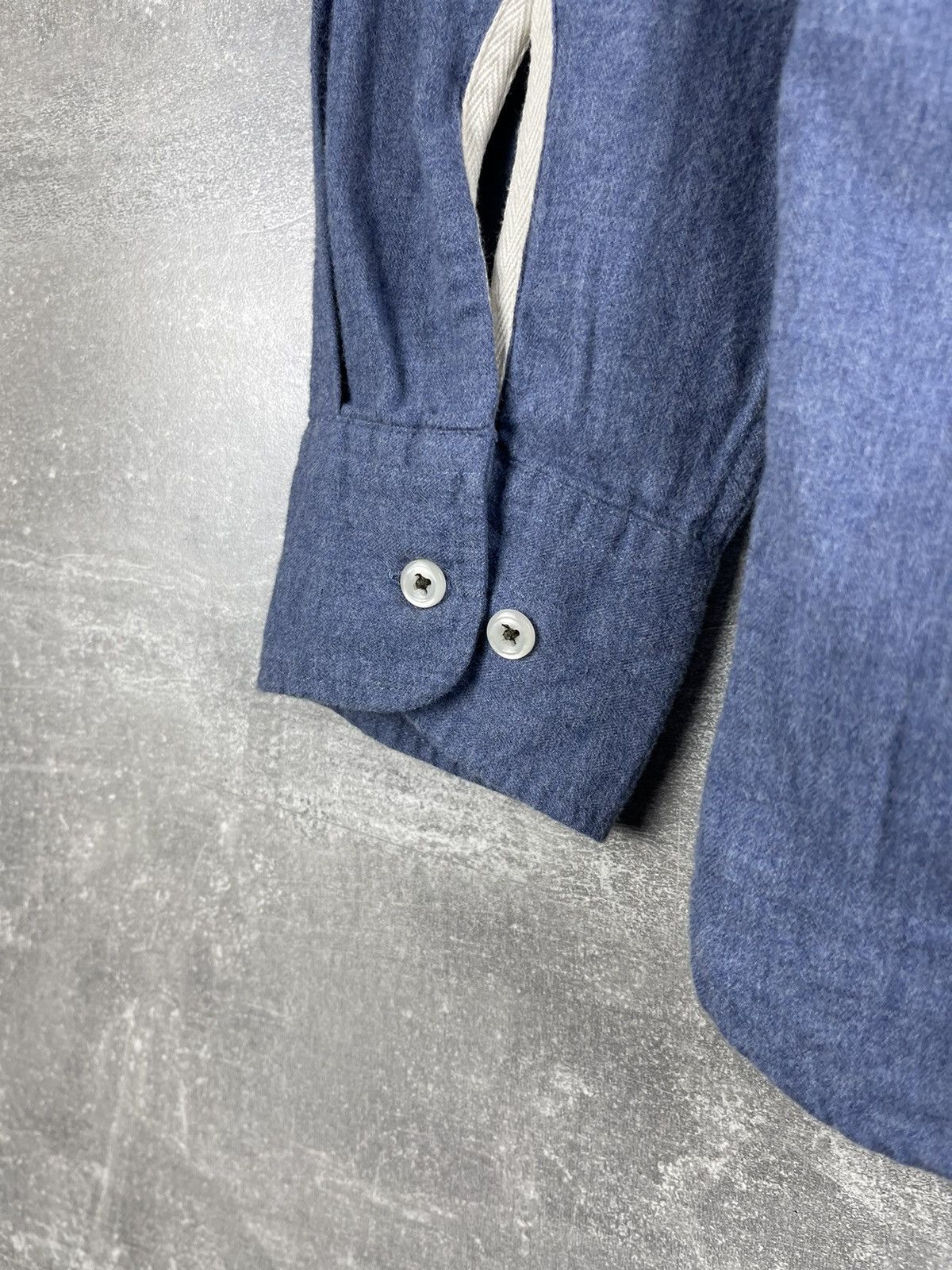 Universal Works Universal Works Button-Down Brushed Herringbone Shirt Blue Size US M / EU 48-50 / 2 - 10 Thumbnail