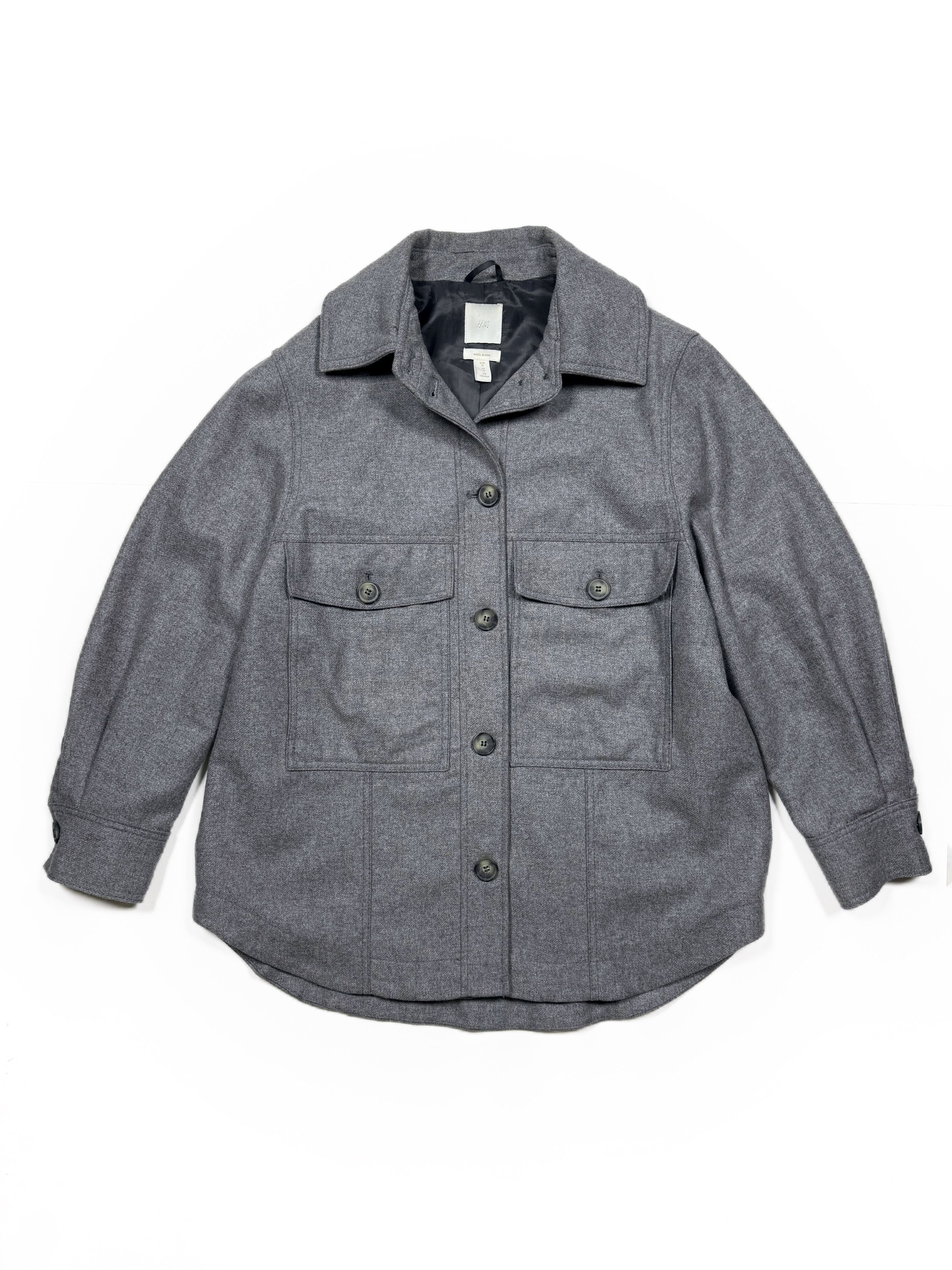 H&M H&m Х Manteco Wool Overshirt Gray (M) Size M / US 6-8 / IT 42-44 - 1 Thumbnail