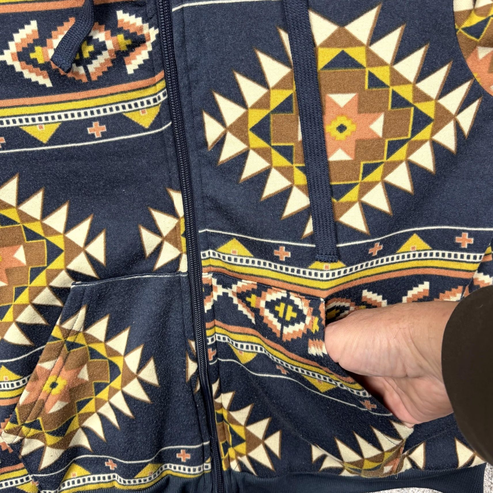 Vintage Canyon Creek Hoodie Womens L Blue Aztec Sherpa Lined Full Zip Fleece Southwest Size L / US 10 / IT 46 - 6 Thumbnail