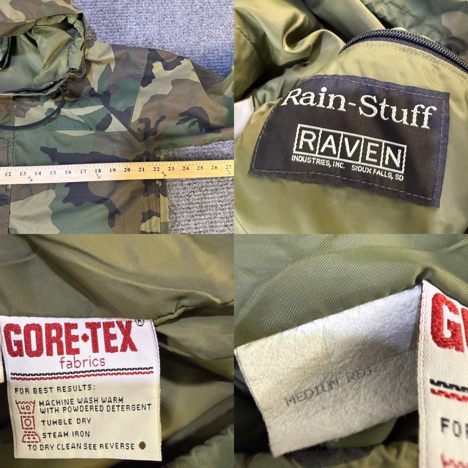 Vintage Raven Rain-Stuff Jacket Mens Medium Green Camo Hooded Parka Outdoor Snow Size US M / EU 48-50 / 2 - 8 Thumbnail