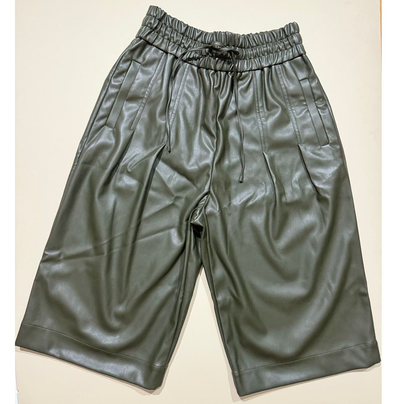 image of 3 1 Phillip Lim Vegan Leather Shorts - Olive Green - Size 2, Women's