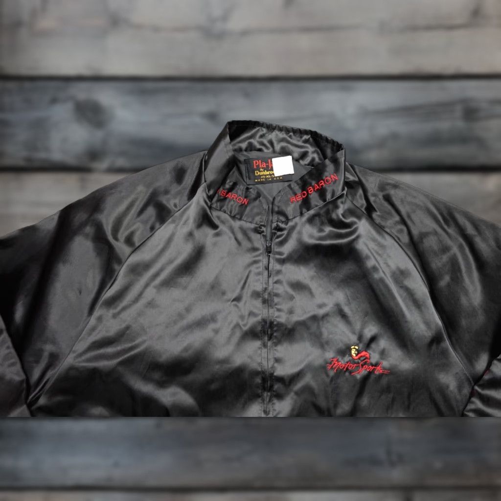 Dunbrooke VINTAGE Dunbrooke Red Bomber Jacket Mens XL Satin Cars Racing Pattern Solid Nylon Stand-Up Collar Size US XL / EU 56 / 4 - 1 Thumbnail