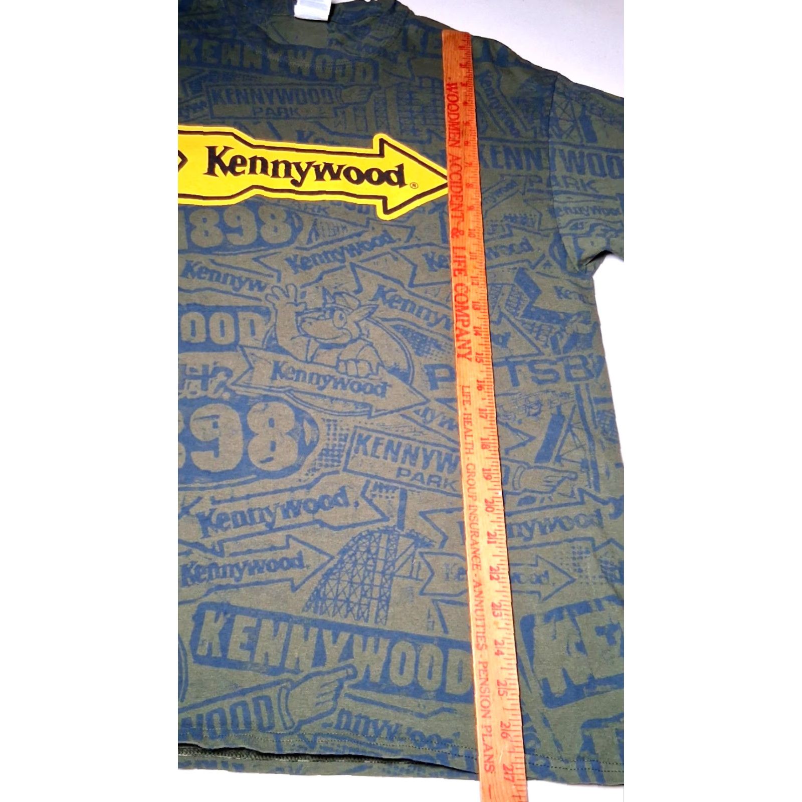Port & Company Kennywood Shirt Men L All Over Print Army Green Amusement Park Pittsburgh PA Port & Company Regular Crew Neck Short Sleeve Cotton Knit Graphic Print Size US L / EU 52-54 / 3 - 6 Thumbnail