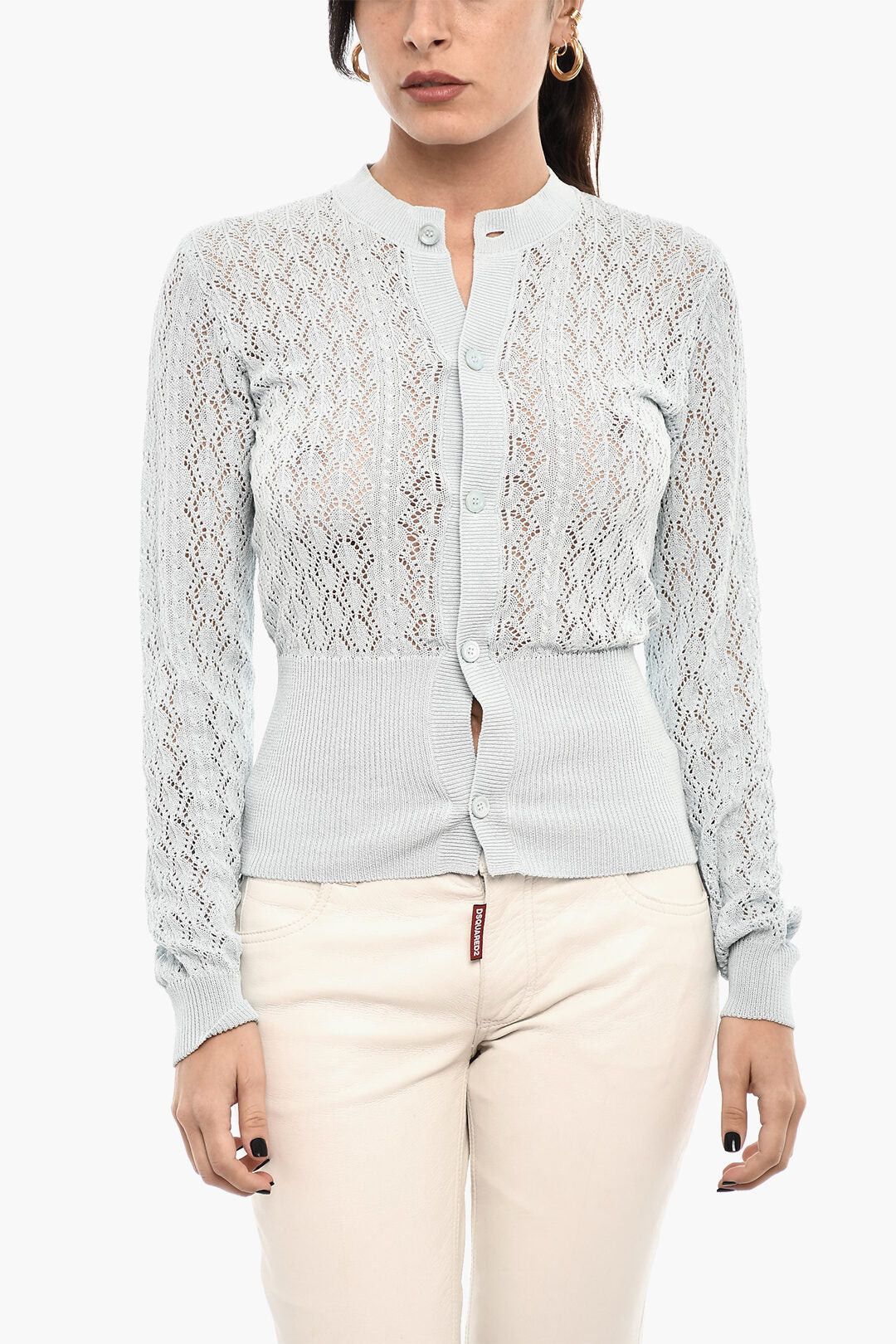 Dsquared2 Openwork Cardigan with Logo Buttons Size S / US 4 / IT 40 - 1 Thumbnail