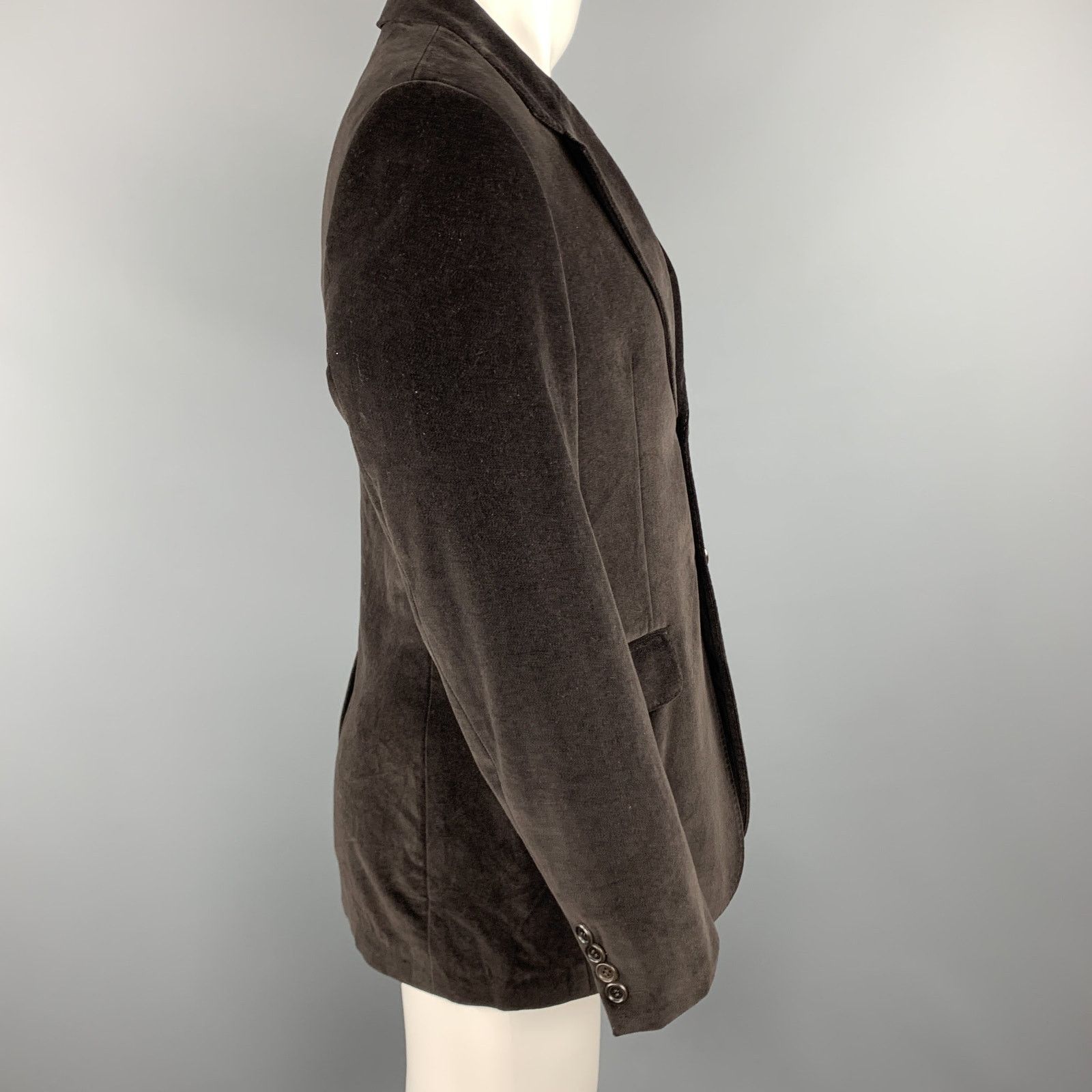 Paul Smith Size 38 Brown Cotton Velvet Notch Lapel Sport Coat Size 38R - 4 Thumbnail