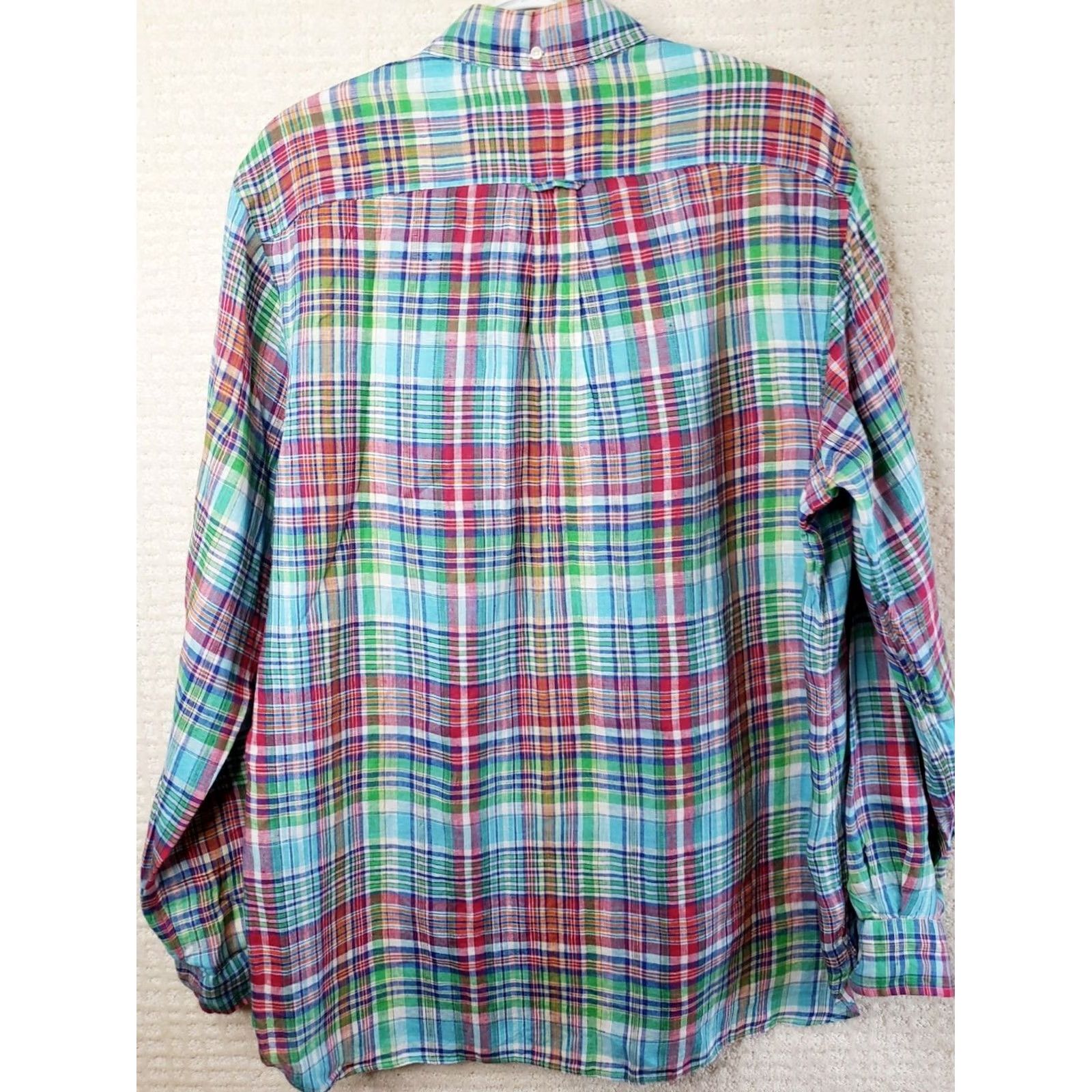 Polo Ralph Lauren Ralph Lauren Linen Shirt Men's L Multicolor Plaid Button-Up Long Sleeve Shirt Size US L / EU 52-54 / 3 - 4 Thumbnail