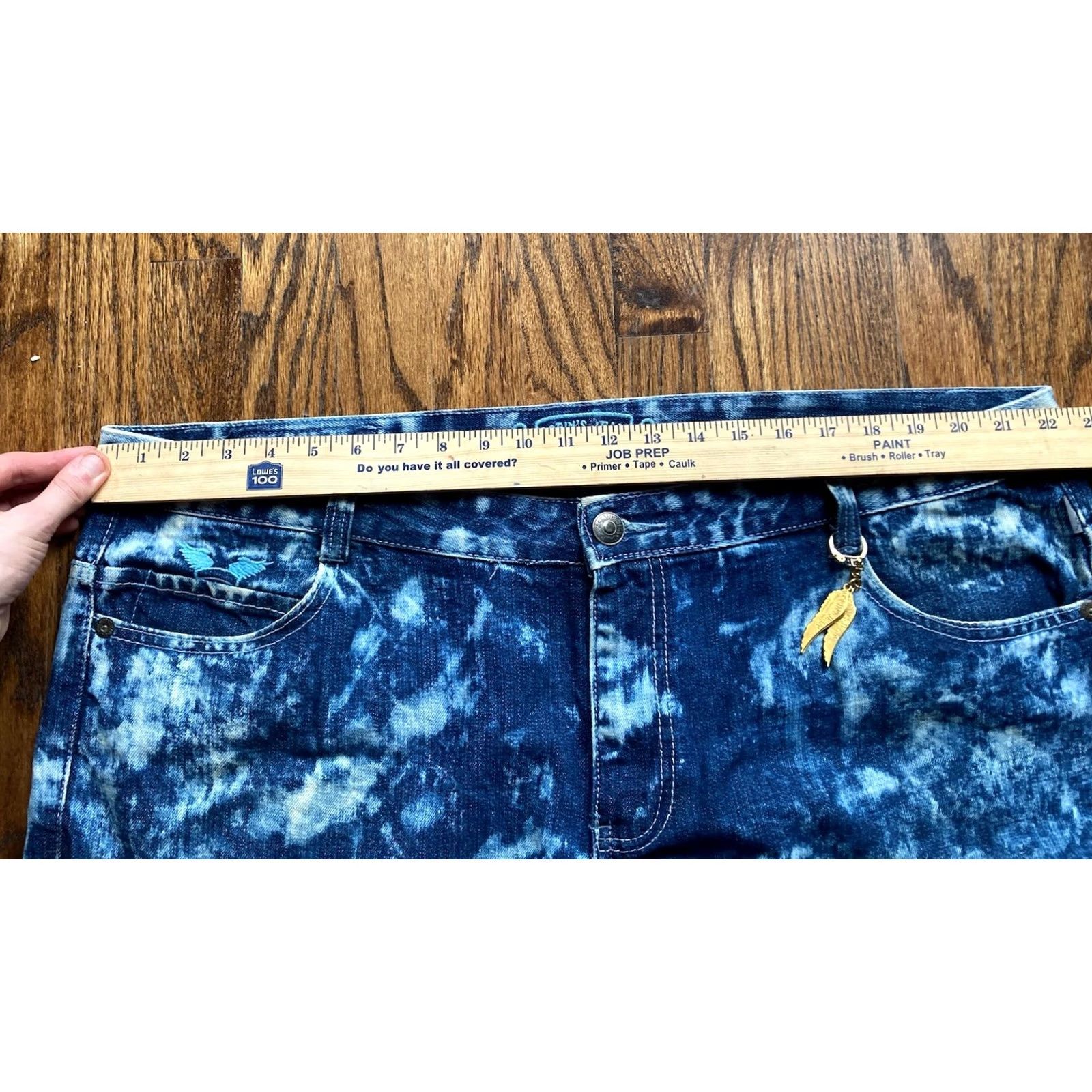 Vintage Robins Jeans Mens 42 Embellished Studded Long Flap Pocket Blue Acid Wash Denim Jeans 5-Pocket Design Straight Mens Size US 42 / EU 58 - 7 Thumbnail