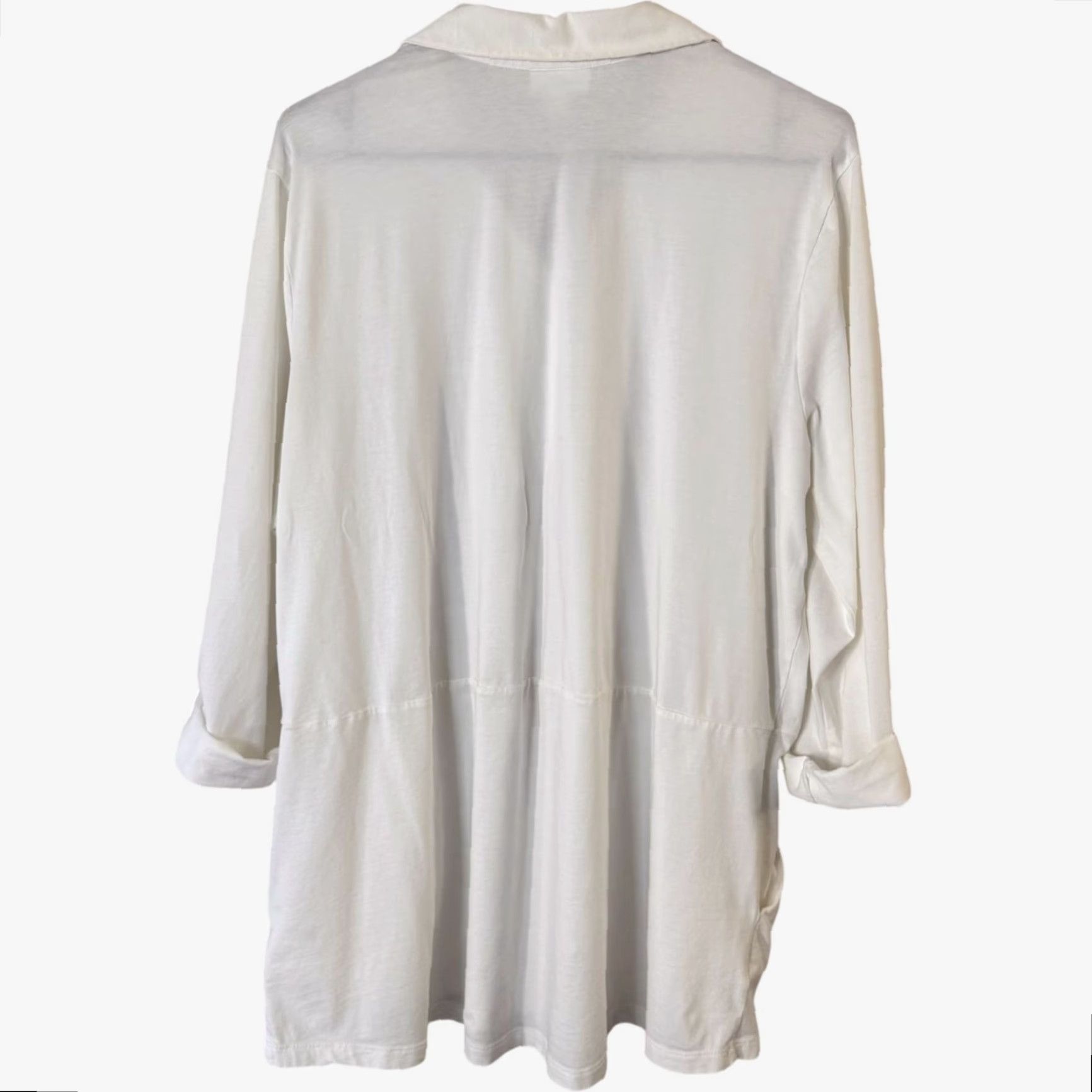 J. Jill J.Jill Pima Cotton Button-Up Tunic Shirt White Women's XL Long Sleeve Roll-Tab Casual Size XL / US 12-14 / IT 48-50 - 4 Thumbnail
