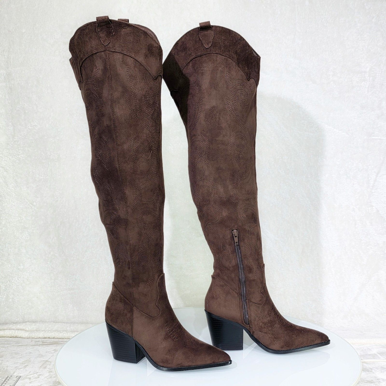 Other Primal 2 Country Western Sexy Brown Faux Suede OTK Thigh Hig Size US 8 / IT 38 - 2 Thumbnail