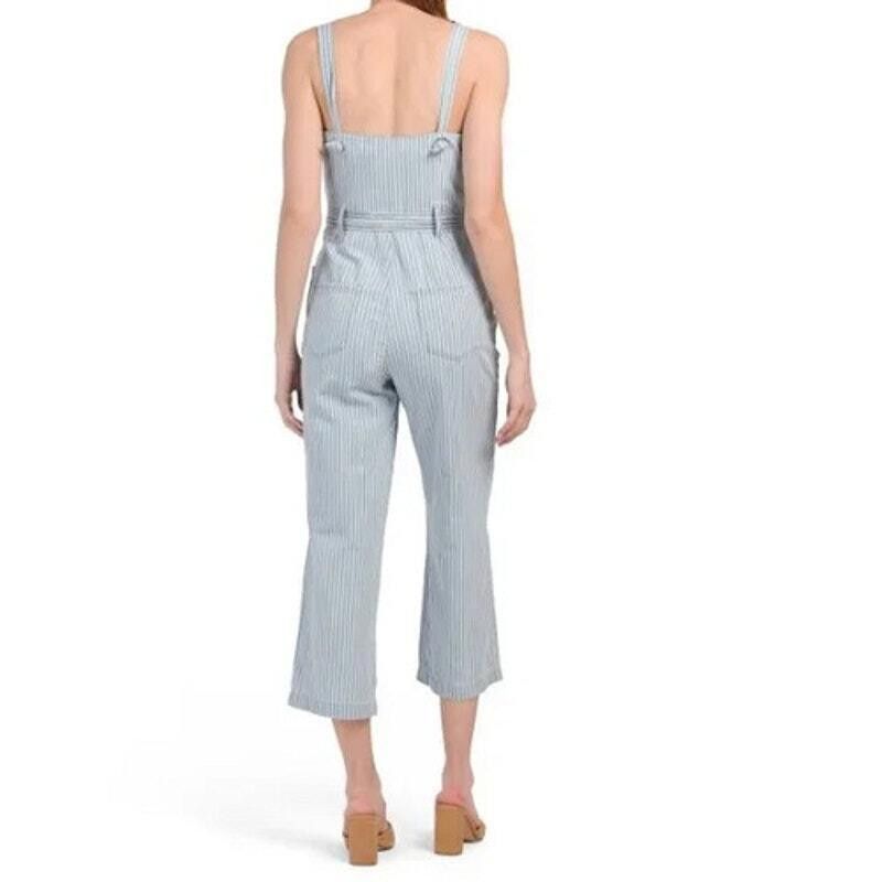 Designer Rewash Striped Denim Jumpsuit Women's Blue White Size Large Size 36" / US 14 / IT 50 - 2 Thumbnail