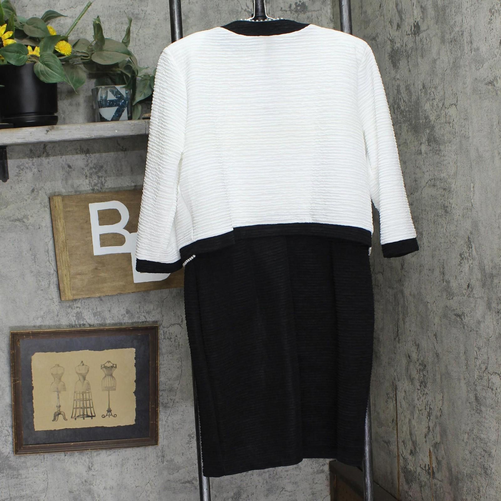 Other Nwt Ny Collection Knit Dress Set Ptxd2798 Black / White 14p Size XL / US 12-14 / IT 48-50 - 2 Thumbnail