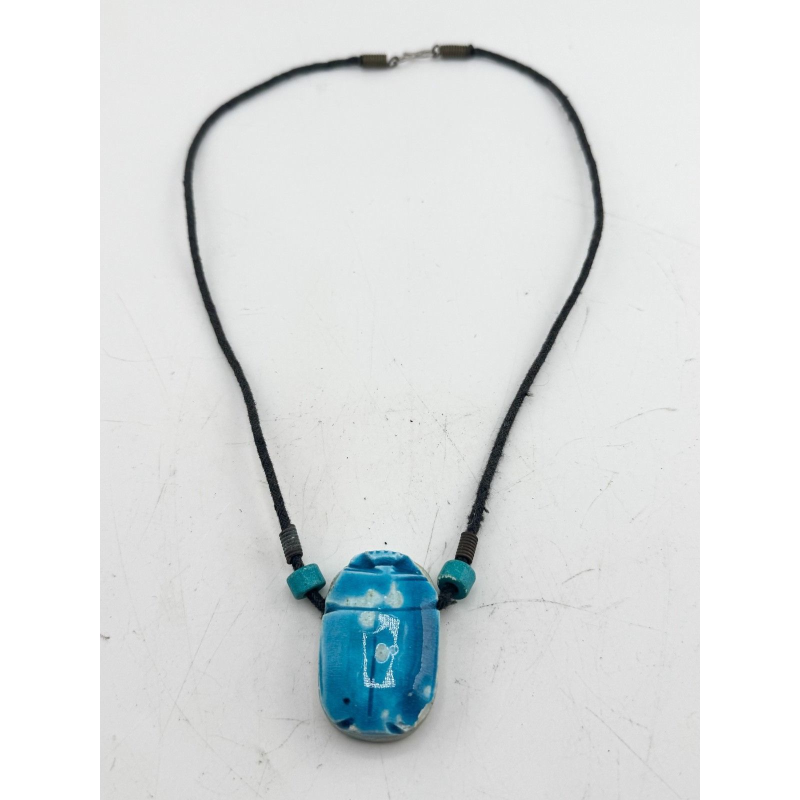 Vintage Vintage Egyptian Revival blue stone scarab necklace Size ONE SIZE - 2 Thumbnail