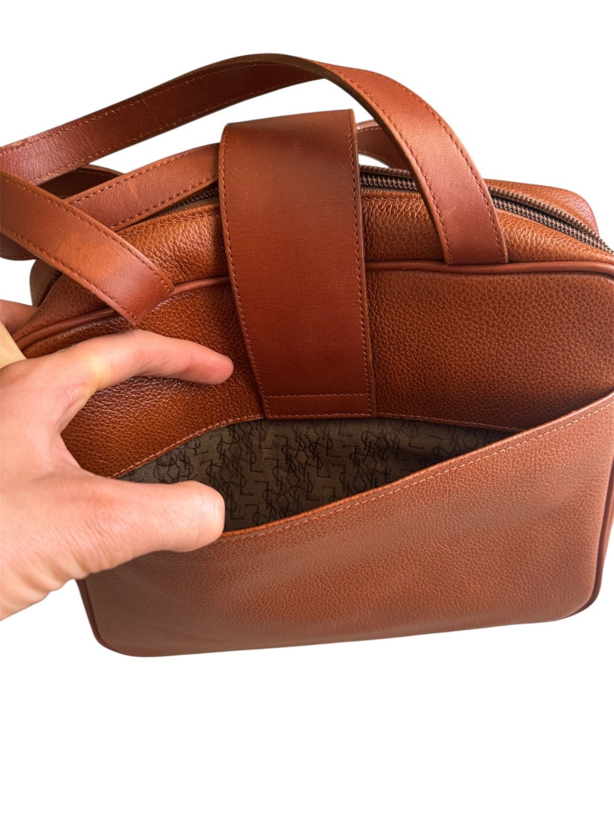 Vintage × Yves Saint Laurent Yves Saint Laurent YSL Brown Leather Handbag Size ONE SIZE - 14 Thumbnail