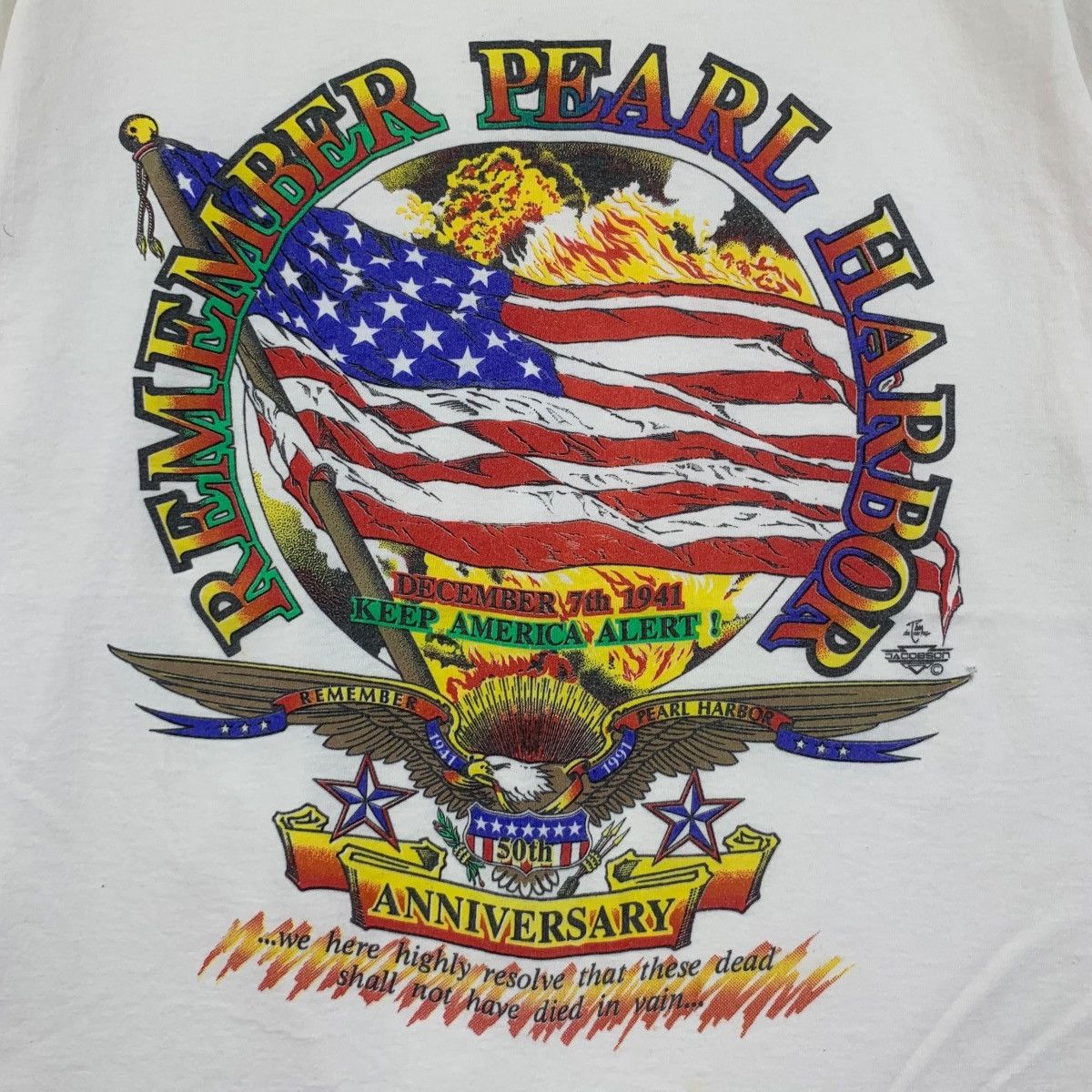 Anvil Vintage 1991 PEARL HARBOR 50th ANNIVERSARY Tee Shirt Size US L / EU 52-54 / 3 - 3 Thumbnail