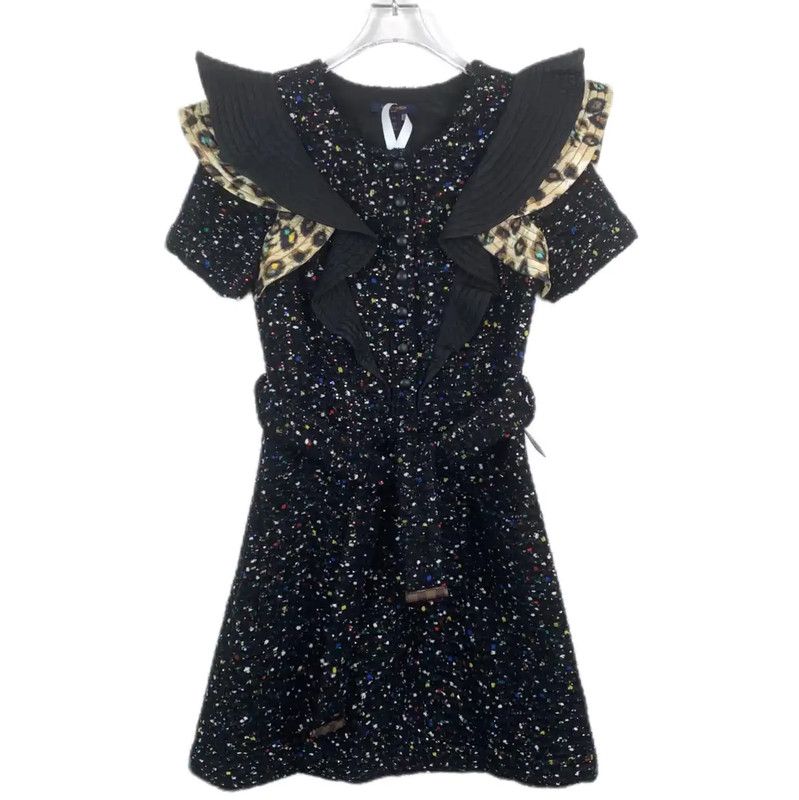 Louis Vuitton Louis Vuitton Black Cotton XXS Dress with Details 0089 Size XXS / US 00 / IT 34 - 1 Thumbnail