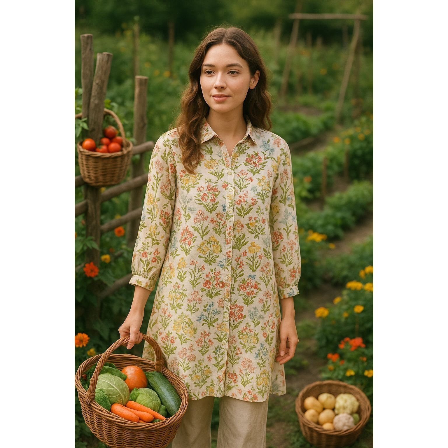Other Rio Multicolor Floral Women's Shirt Dress Kurta Size L Boho Size L / US 10 / IT 46 - 2 Thumbnail