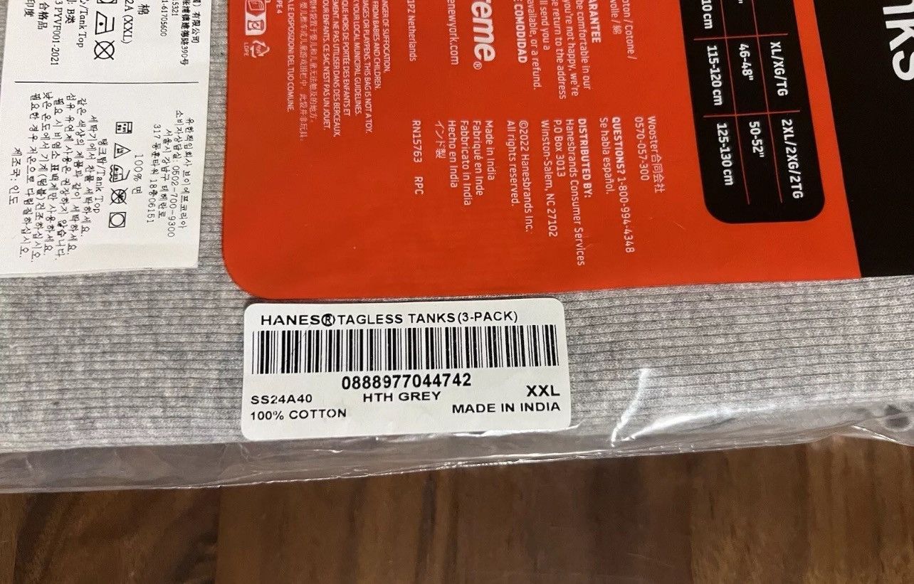 Supreme Supreme x Hanes Tank Tops (3 Pack) Heather Grey Size XXL Size US XXL / EU 58 / 5 - 4 Thumbnail
