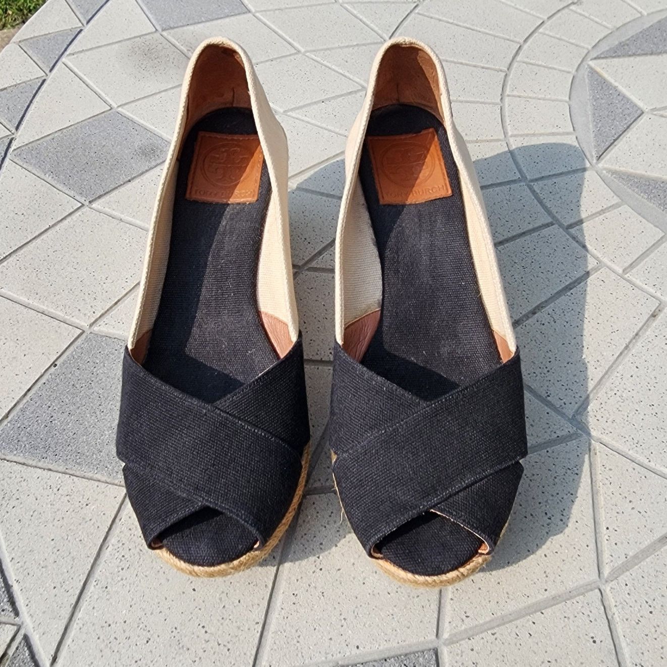 Tory Burch Tory Burch Filipa Canvas Peep Toe Espadrille Wedges 9 Size US 9 / IT 39 - 3 Thumbnail