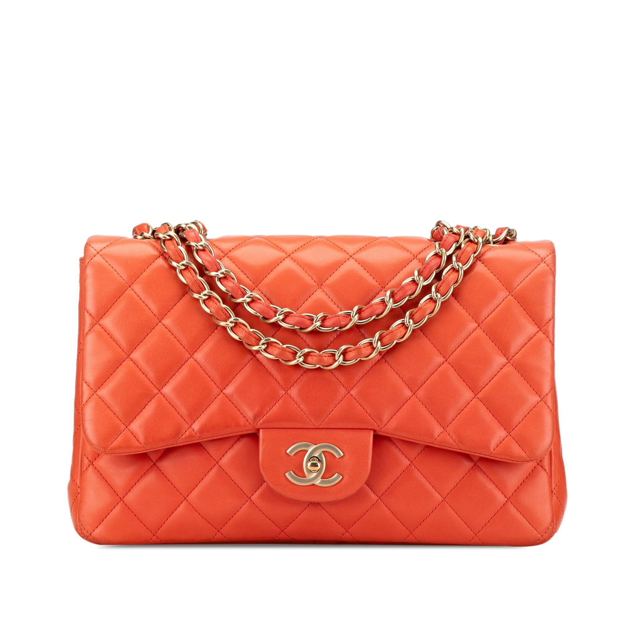 Chanel Chanel Jumbo Classic Lambskin Single Flap Orange Size ONE SIZE - 1 Thumbnail