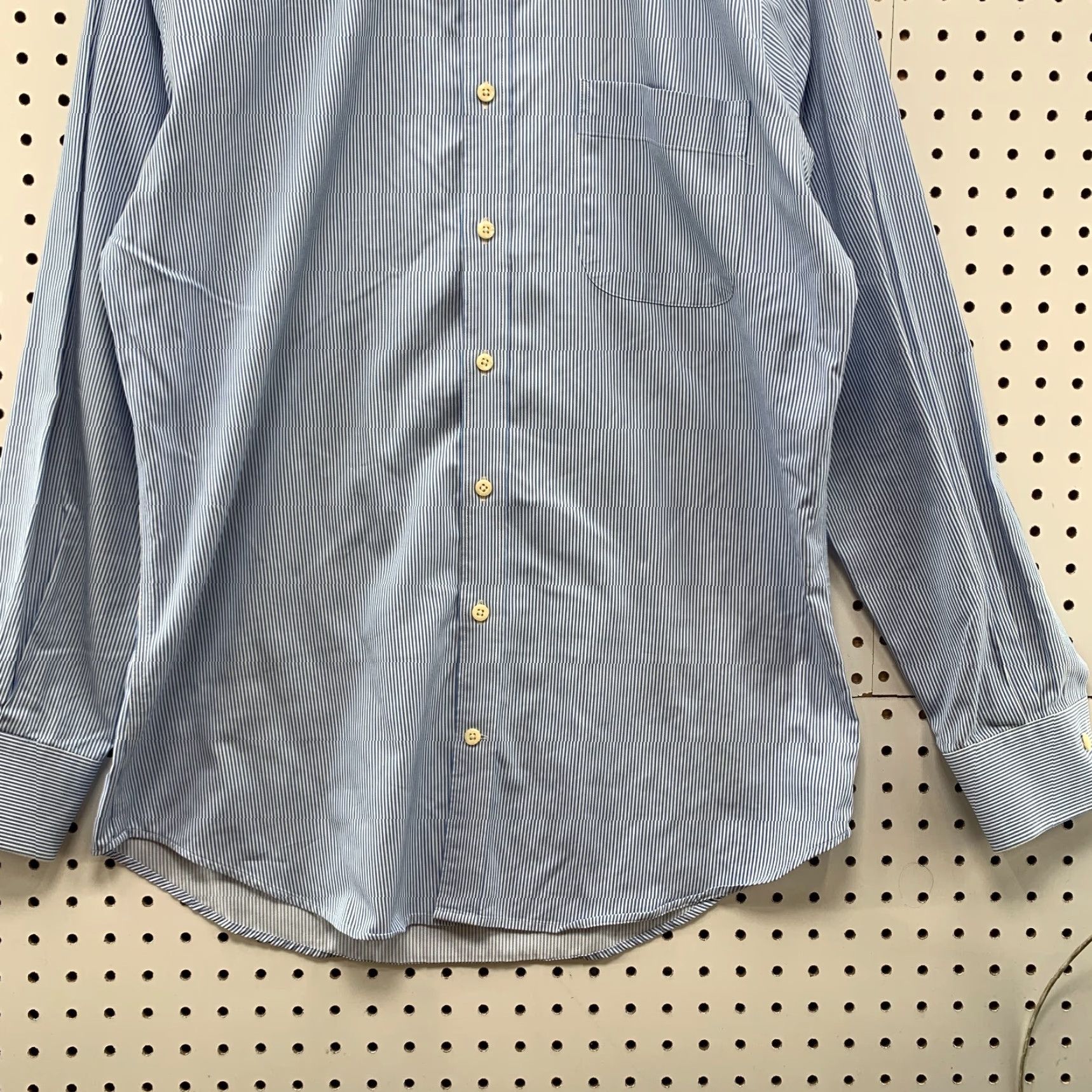 Peter Millar Peter Millar Button Shirt Mens Medium Blue White Striped Nanoluxe Casual Shirt Mens M Regular Blue Striped 22.5x32 Size US M / EU 48-50 / 2 - 6 Thumbnail