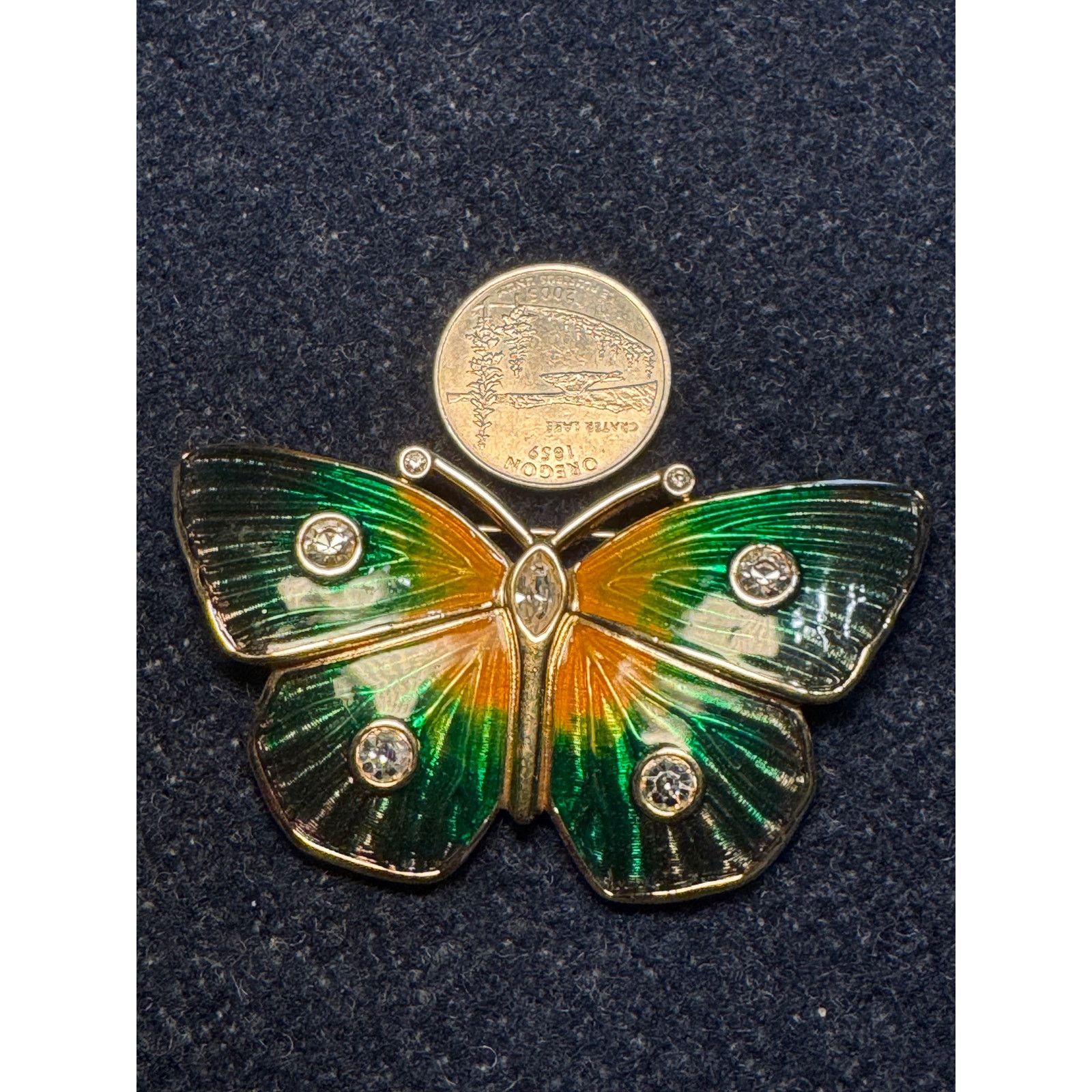 Swarovski Swaroski Green Blue Yellow Enamel Butterfly Brooch Size ONE SIZE - 3 Thumbnail