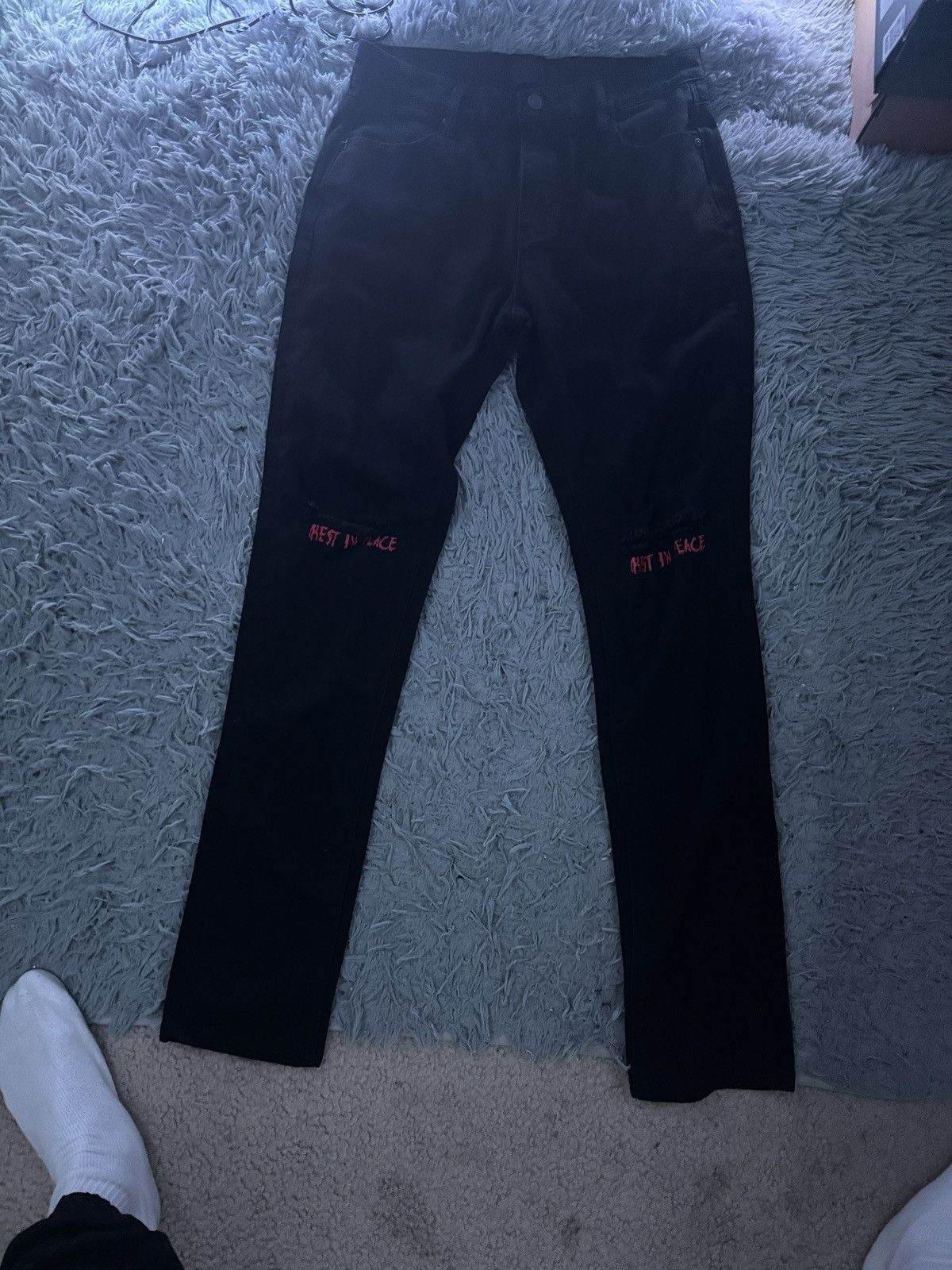 Rta BRYANT JEAN | BLACK REST IN PEACE | Grailed
