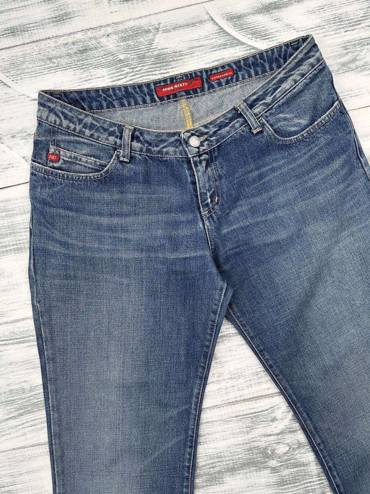 Miss Sixty Y2K MISS SIXTY Extra Low Ty Blue Flared Jeans Pants size 32 Size 30" / US 8 / IT 44 - 3 Thumbnail