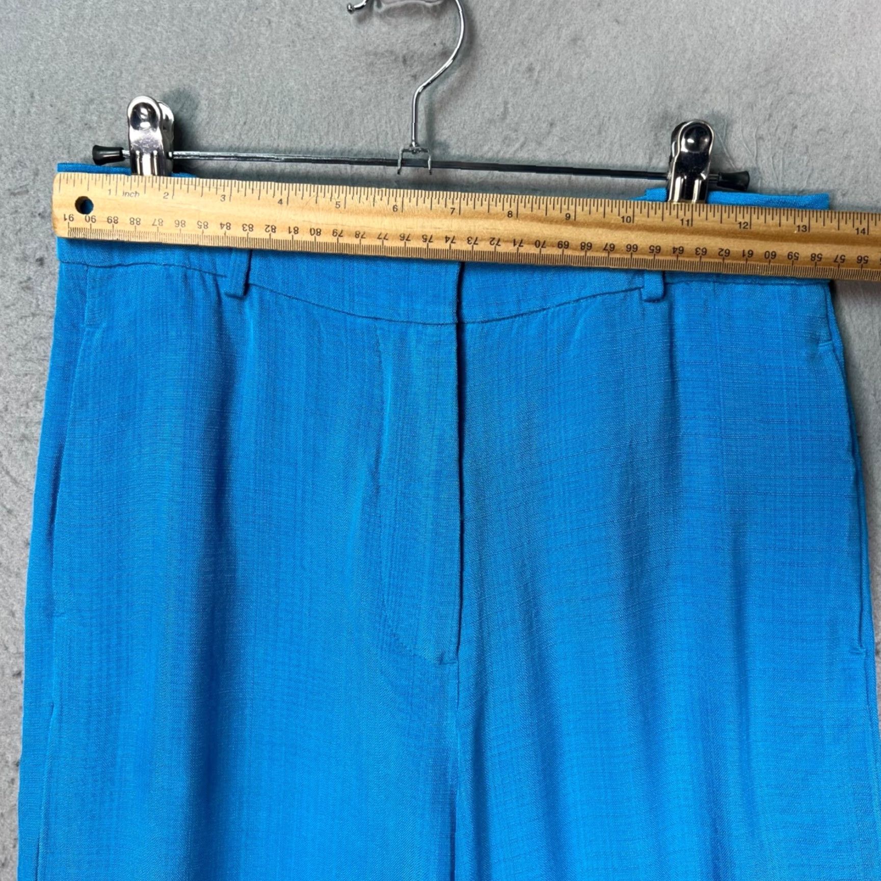 CO CO Womens 0 Blue Wide-Leg Pants 100% Viscose Dress Pants Flat Front Pockets Summer Spring Fall Womens Size 25" / US 0 / IT 36 - 6 Thumbnail