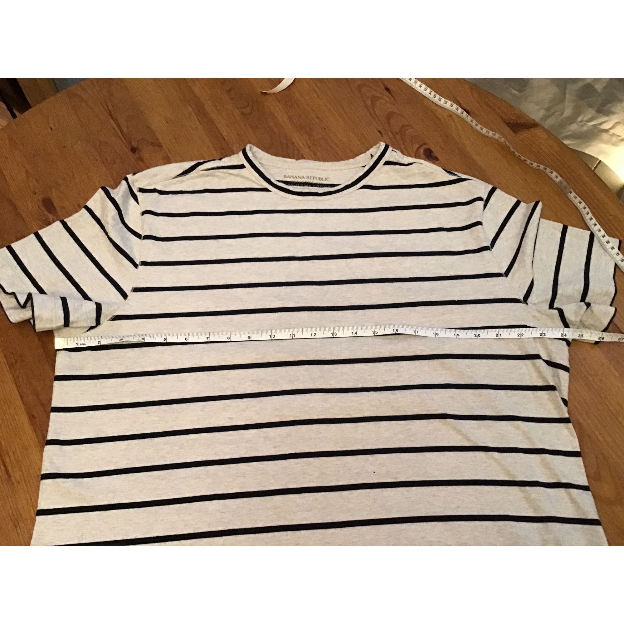 Banana Republic Banana Republic Striped Beige & Navy Supima Cotton T-Shirt X Size US XL / EU 56 / 4 - 9 Thumbnail