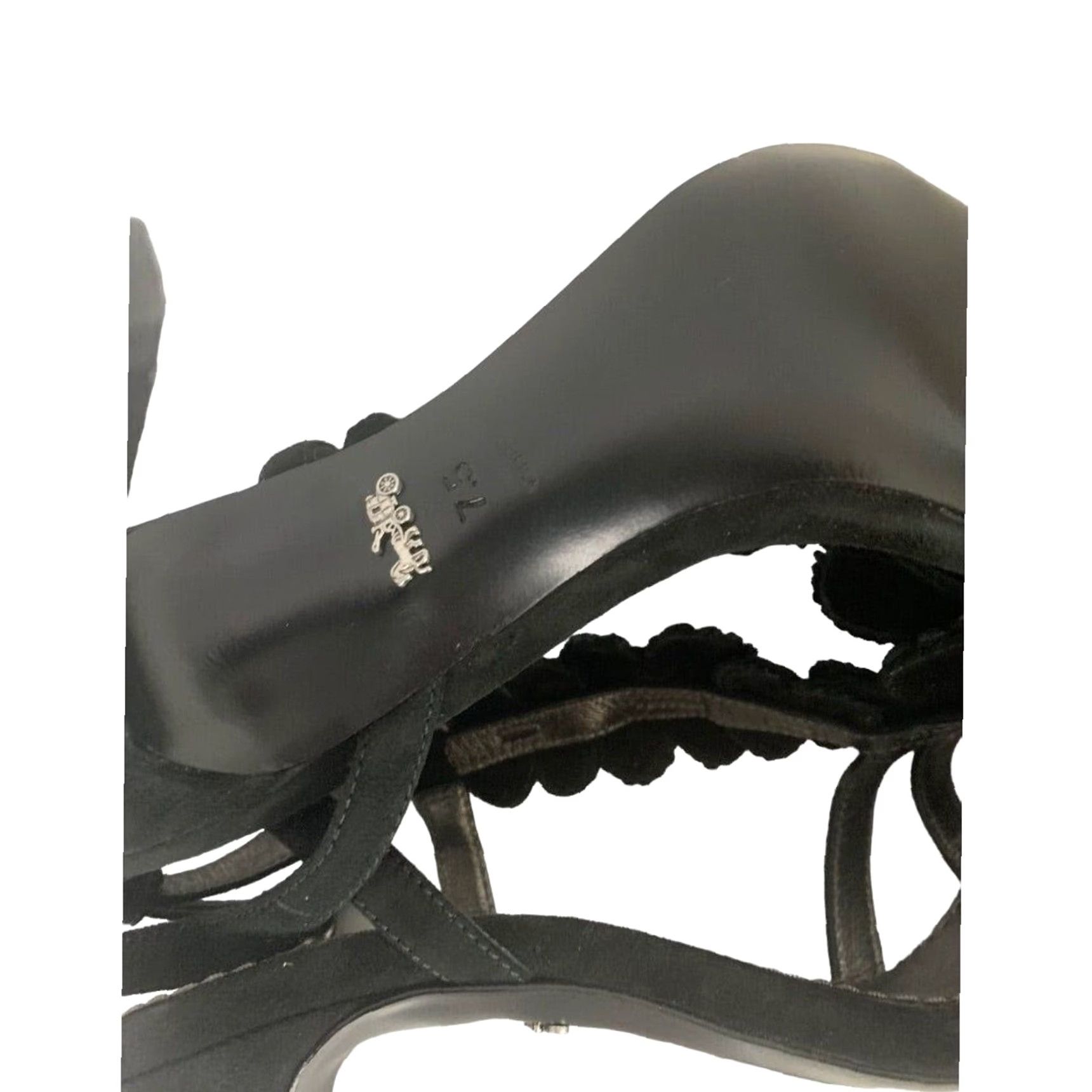 Coach Coach Bianca Sandal Leather Paillettes Heeled Sandals Black 4" Heel G3169 7.5B Women Strappy Shoes Size US 8 / IT 38 - 7 Thumbnail