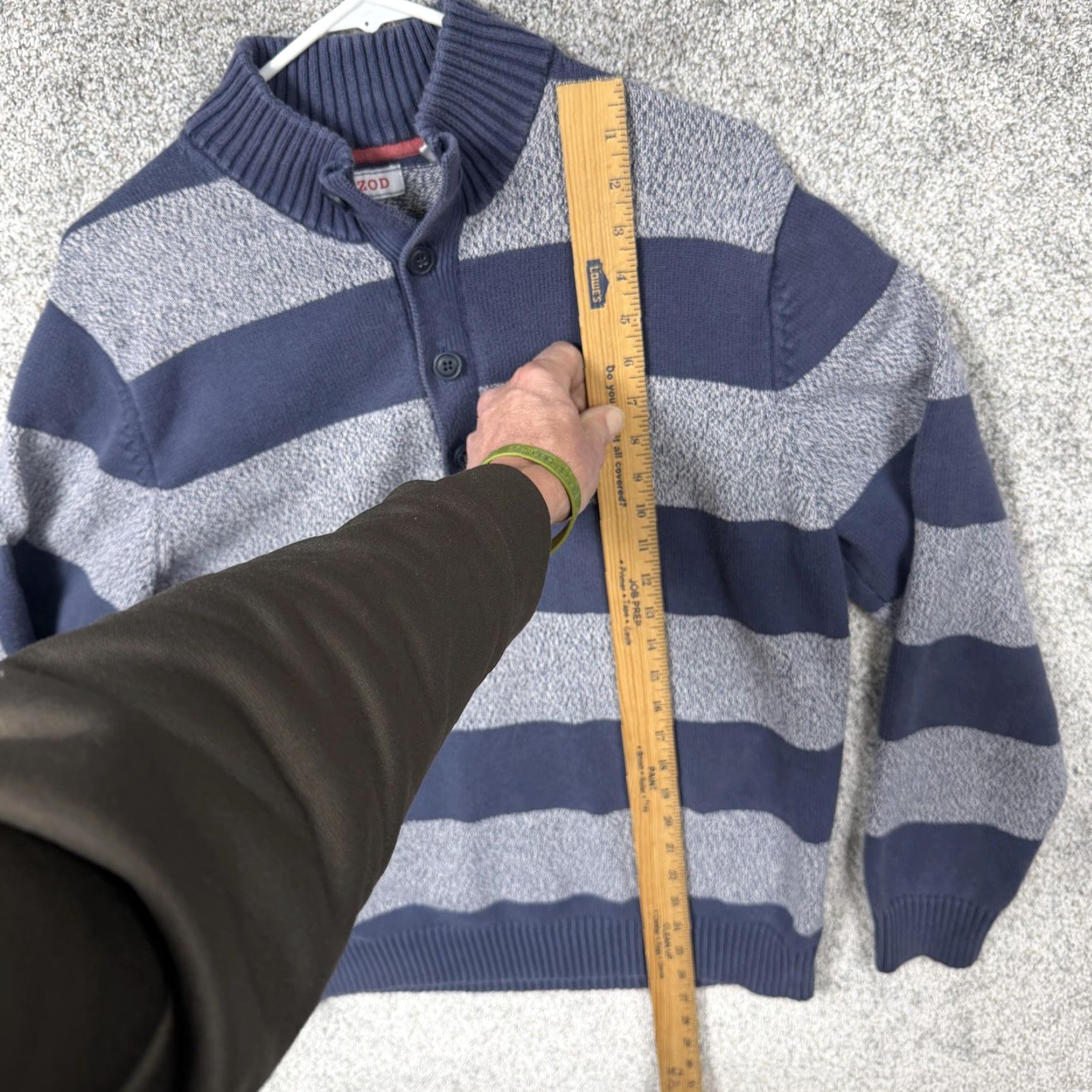 Izod Izod Mens L Blue Gray Stripe Mock Neck Henley Sweater Size US L / EU 52-54 / 3 - 2 Thumbnail