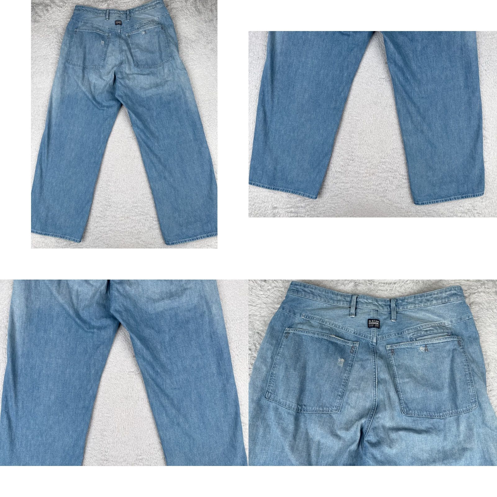 G-Star G-Star Jeans Mens 32x29 Blue Restored Denim Lintell High Dad Wide Leg Patches Jeans Mens 32 Blue G-Star Lintell 3301 Designer Preppy Size US 32 / EU 48 - 10 Thumbnail