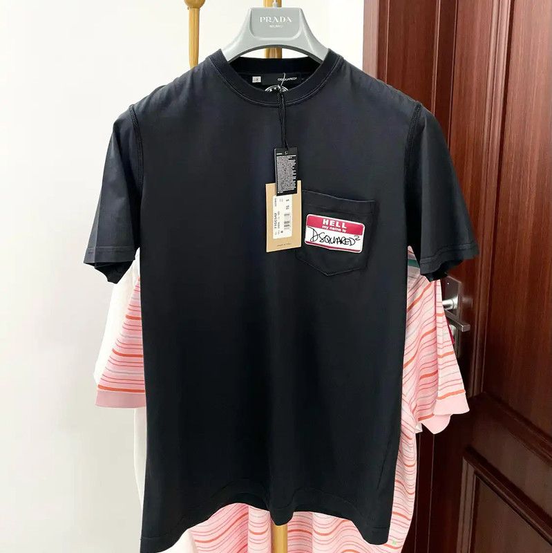 Dsquared2 DSQUARED2 Men's Black Cotton T-Shirt with Pocket 0089 Size US S / EU 44-46 / 1 - 1 Thumbnail
