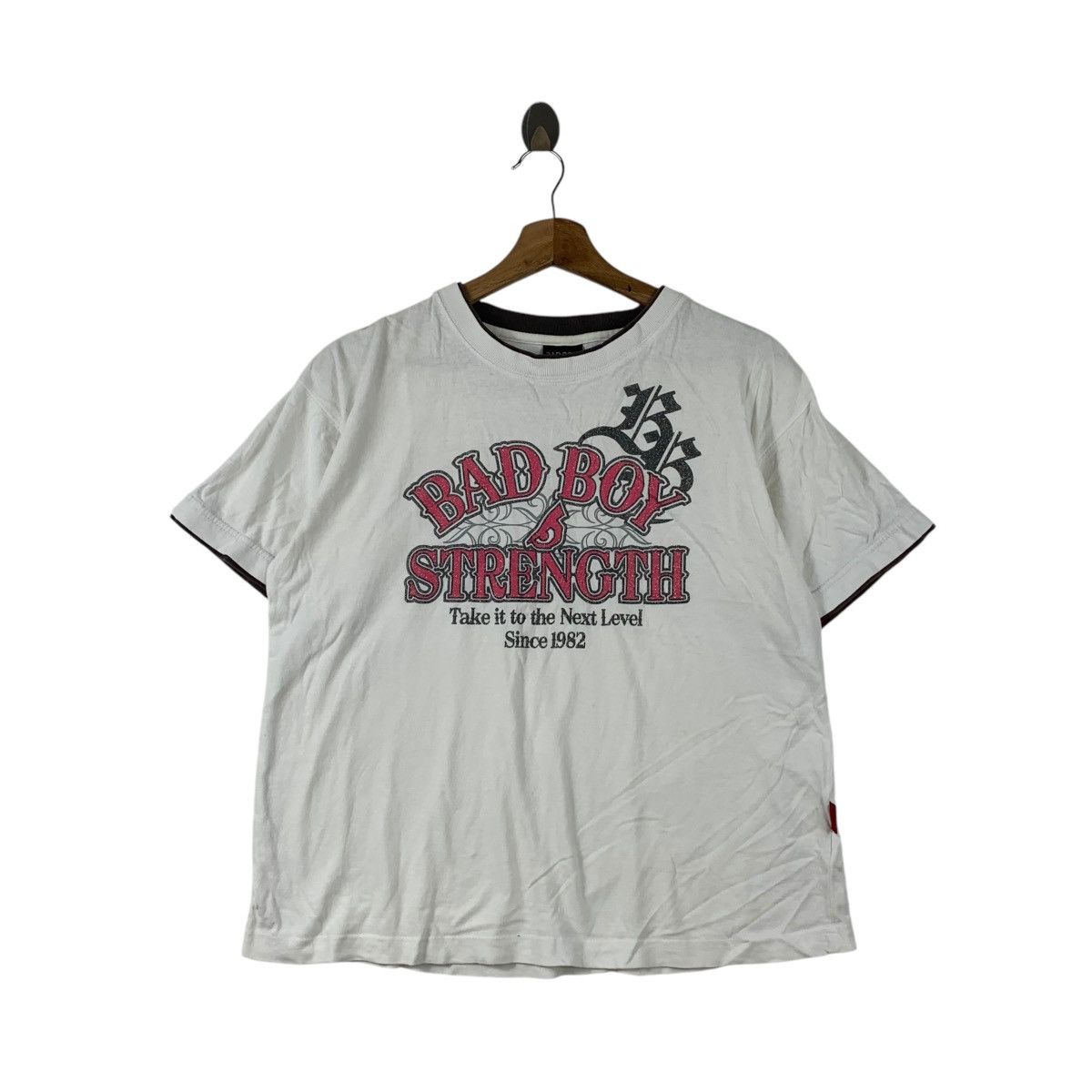 Vintage Vintage BAY BOY CALIFORNIA Y2K Strength Ringer Tee Shirt Size M / US 6-8 / IT 42-44 - 1 Thumbnail