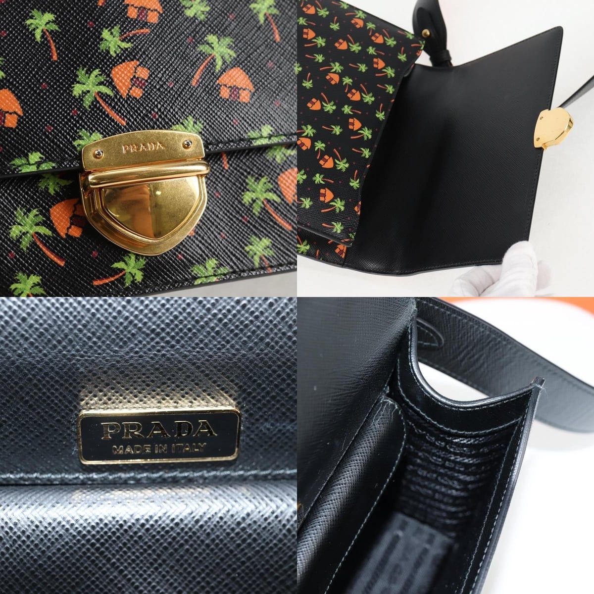Prada PRADA Shoulder Bag Leather Black Gold Size ONE SIZE - 12 Thumbnail