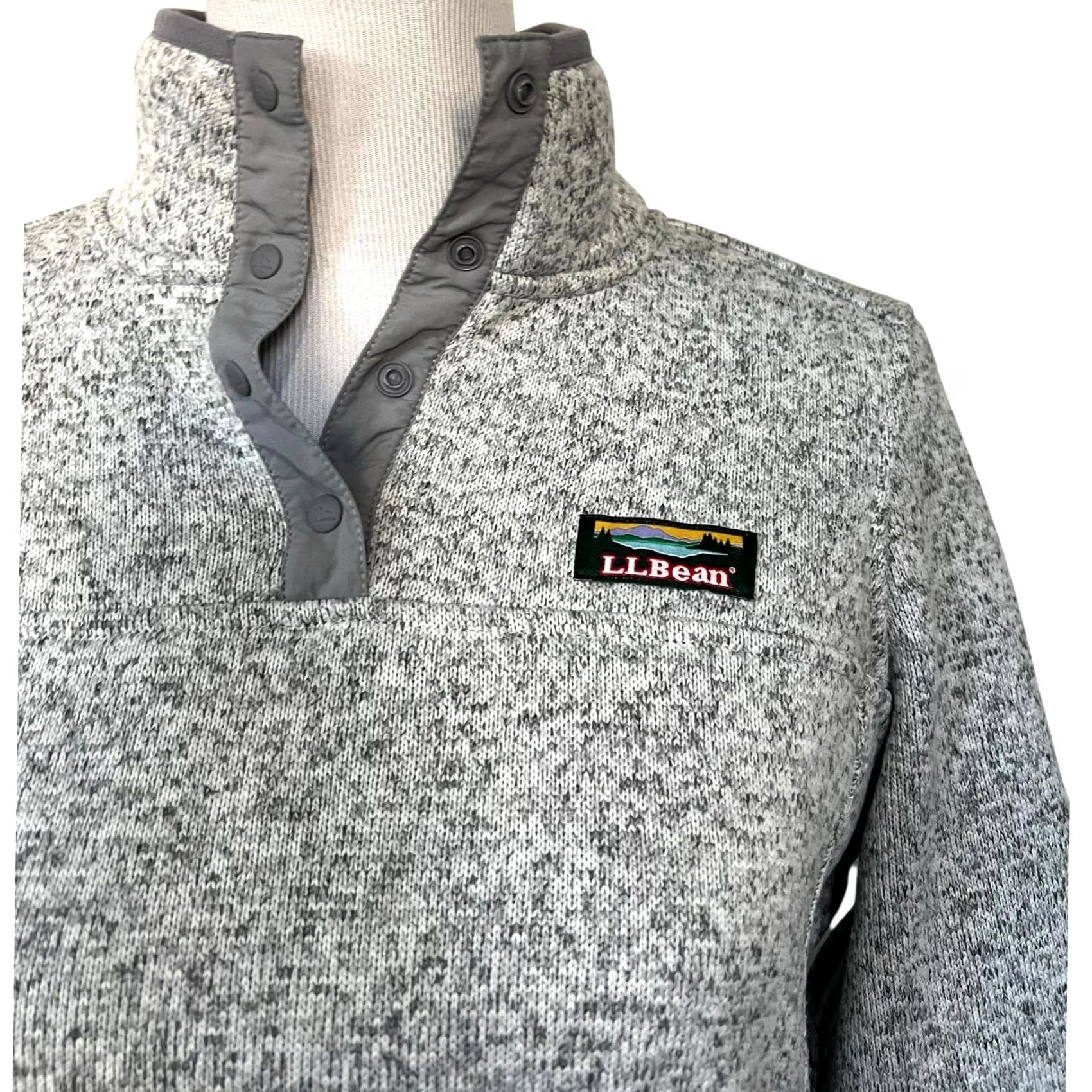 Vintage L.L. Bean Women's Sweater Fleece Pullover Gray 1/4 Snap Pockets Outdoors Sz S Hoodie Sweatshirt Pullover Womens Size S / US 4 / IT 40 - 2 Thumbnail
